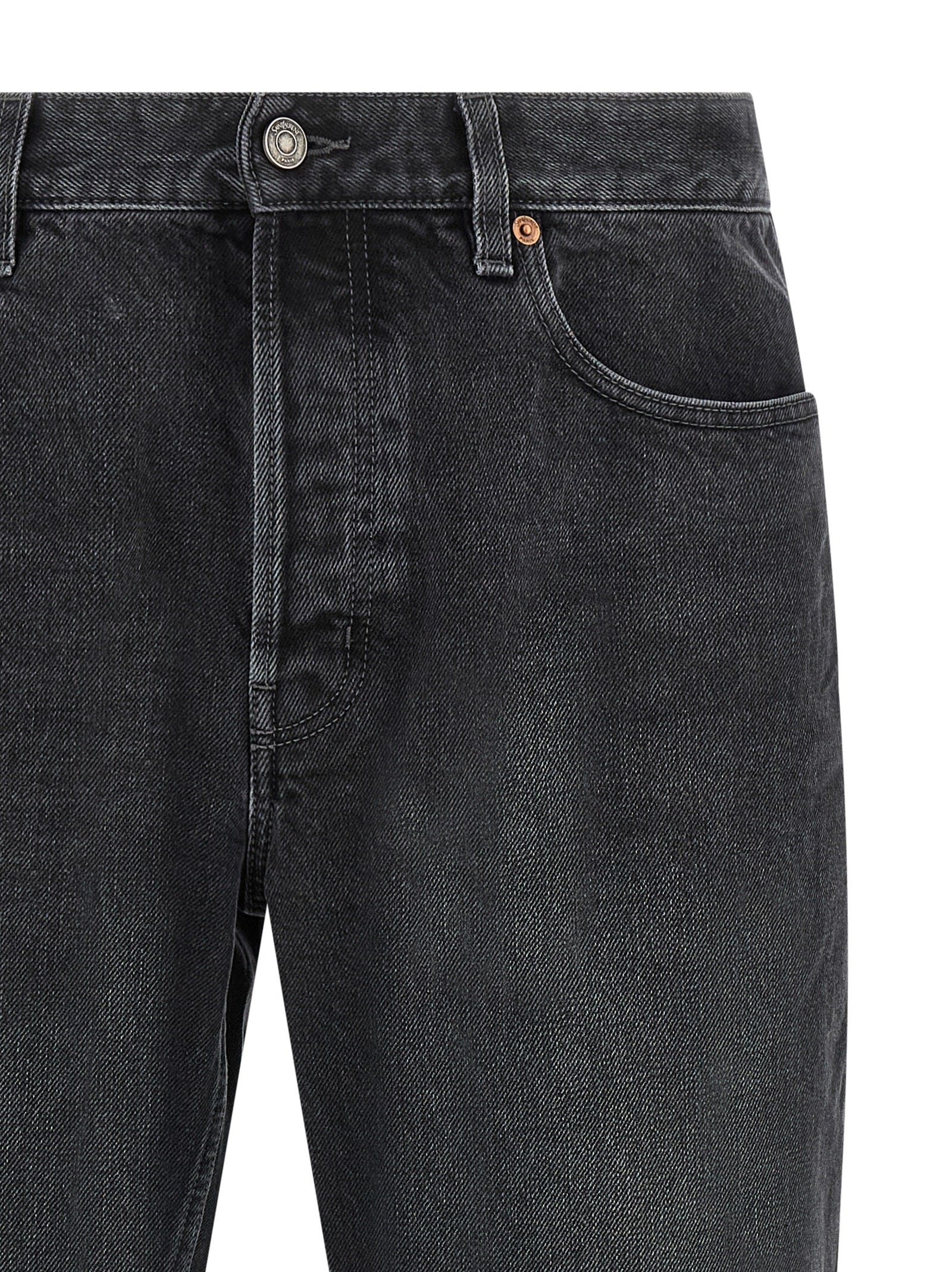 Black Cotton Straight-Leg Jeans