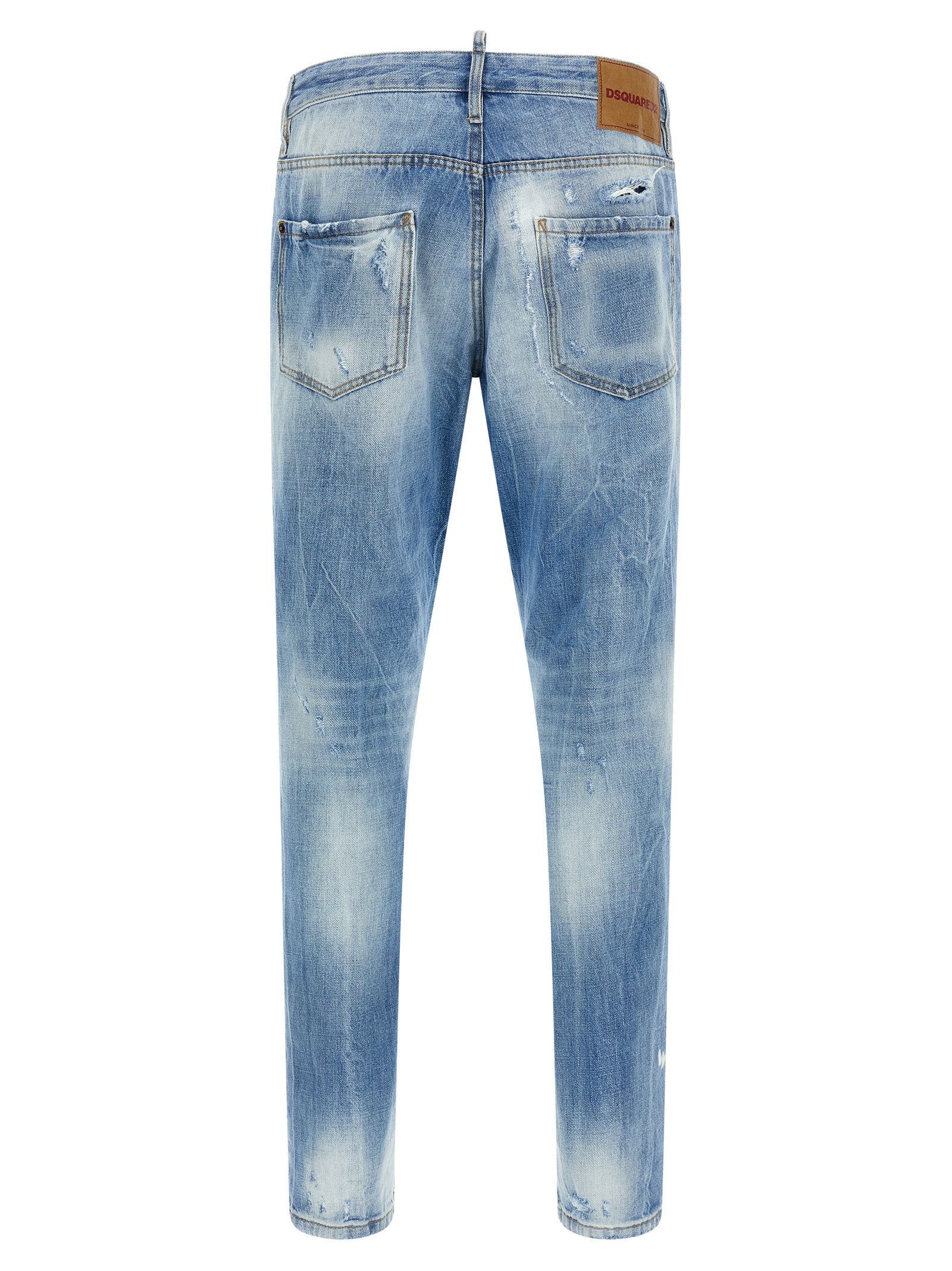 Blue Cotton Straight-Leg Jeans