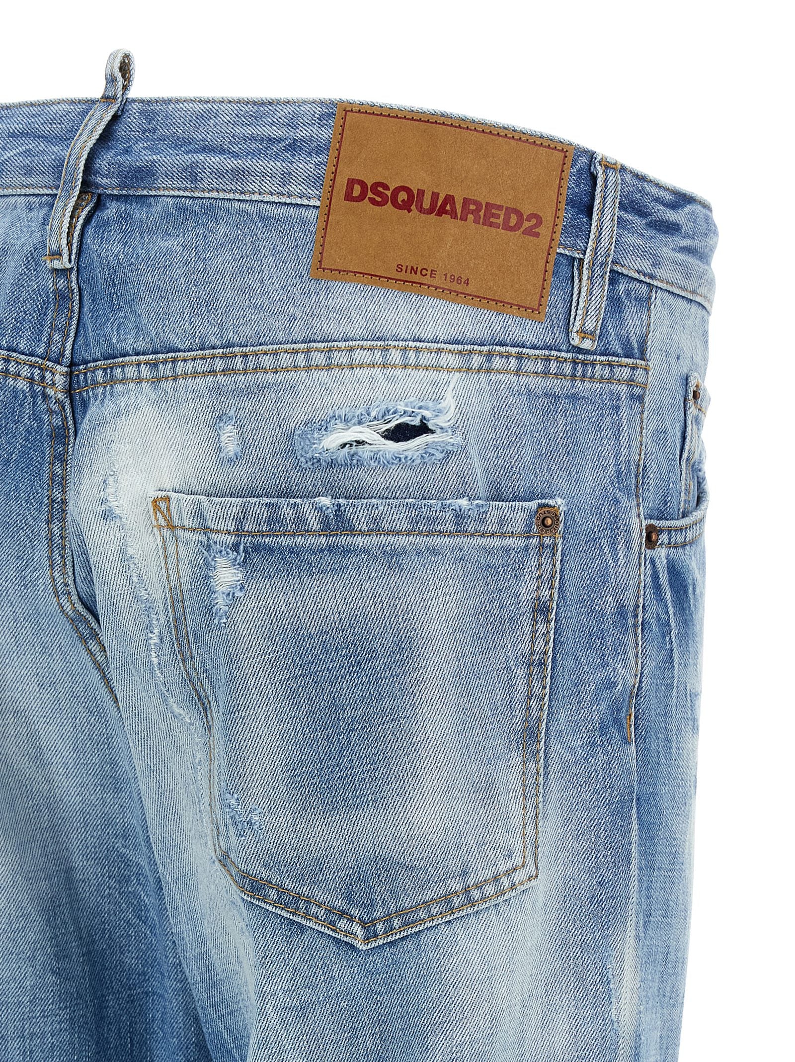 Blue Cotton Straight-Leg Jeans