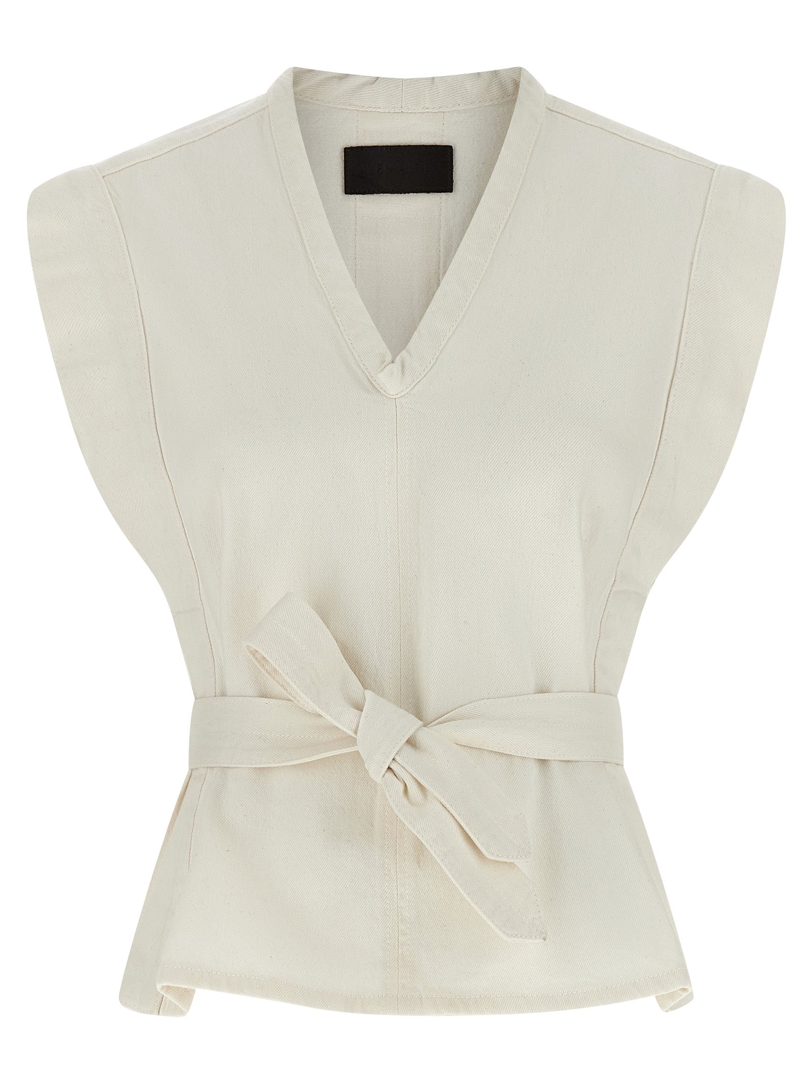 White Cotton Sleeveless Jacket