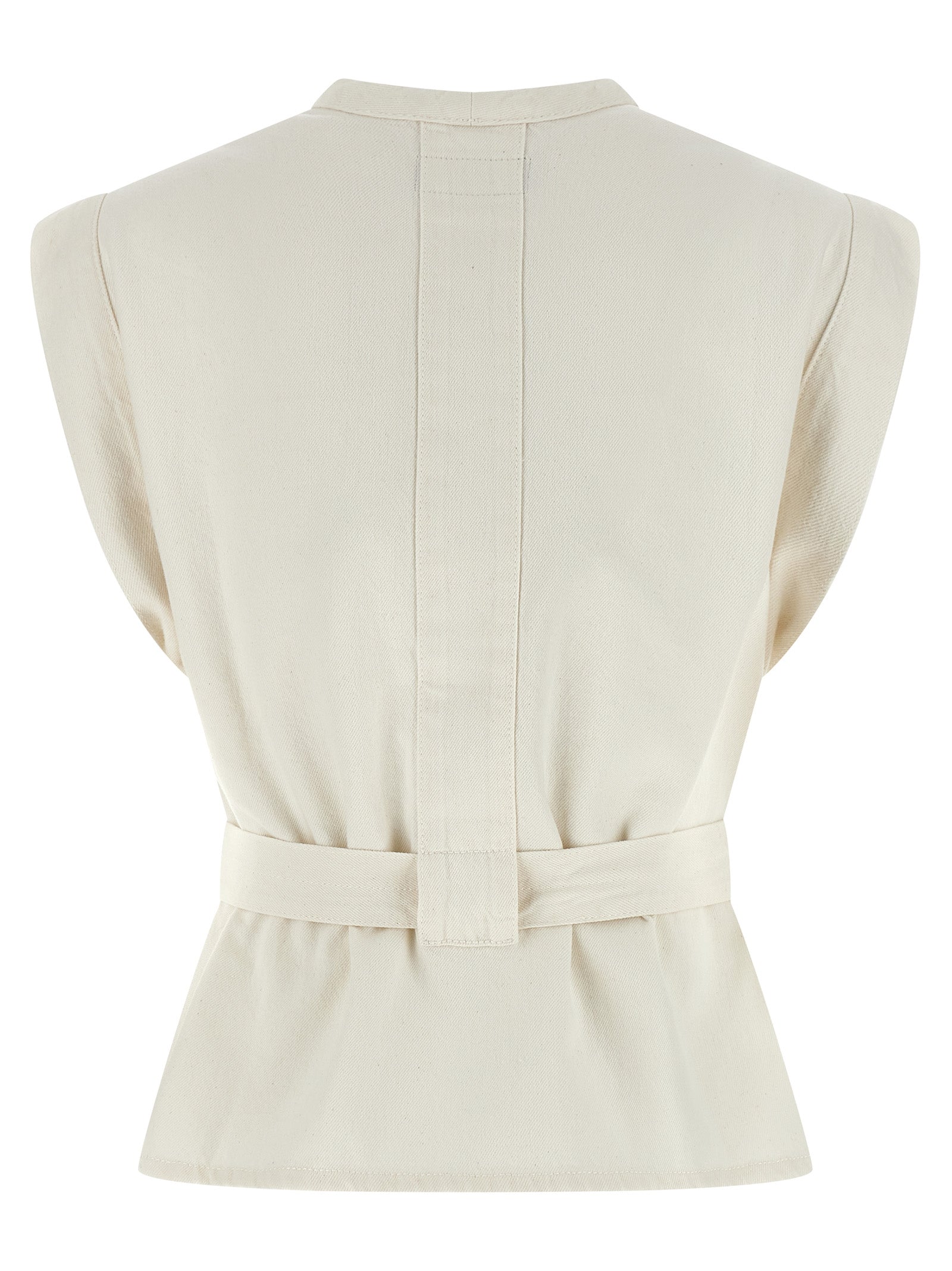 White Cotton Sleeveless Jacket