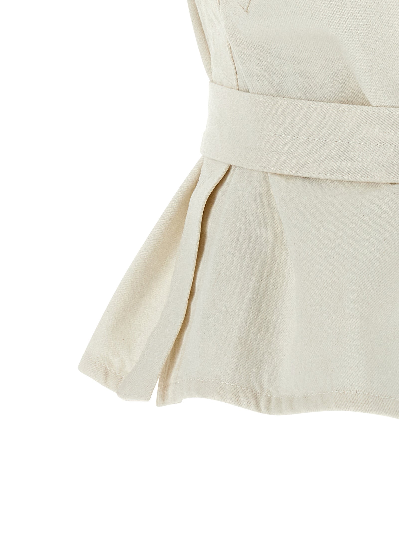 White Cotton Sleeveless Jacket