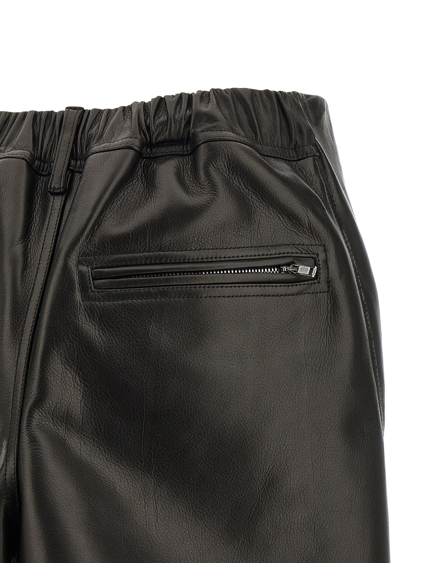 Black Calfskin Long Skirt