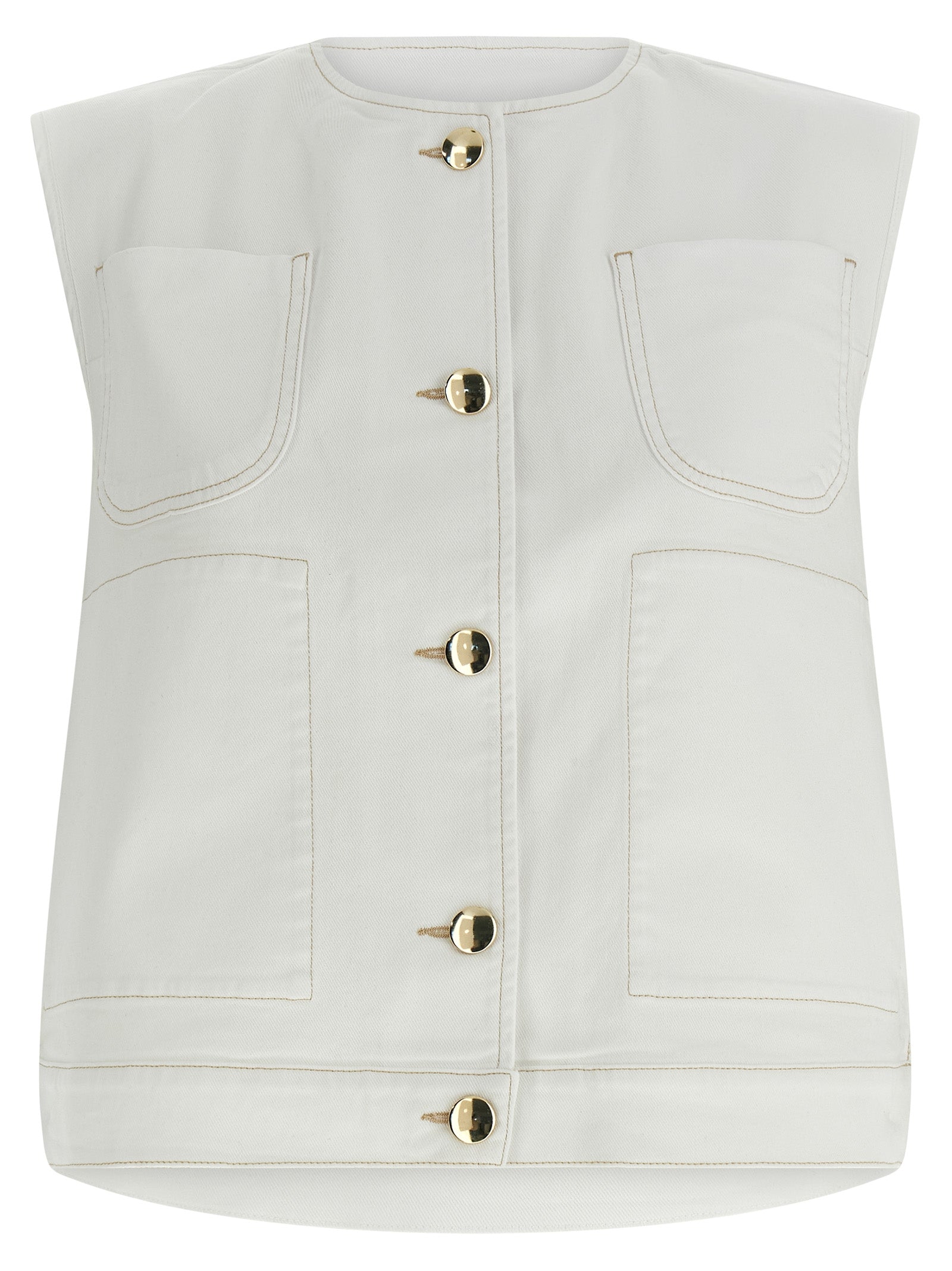 White Cotton Sleeveless Jacket