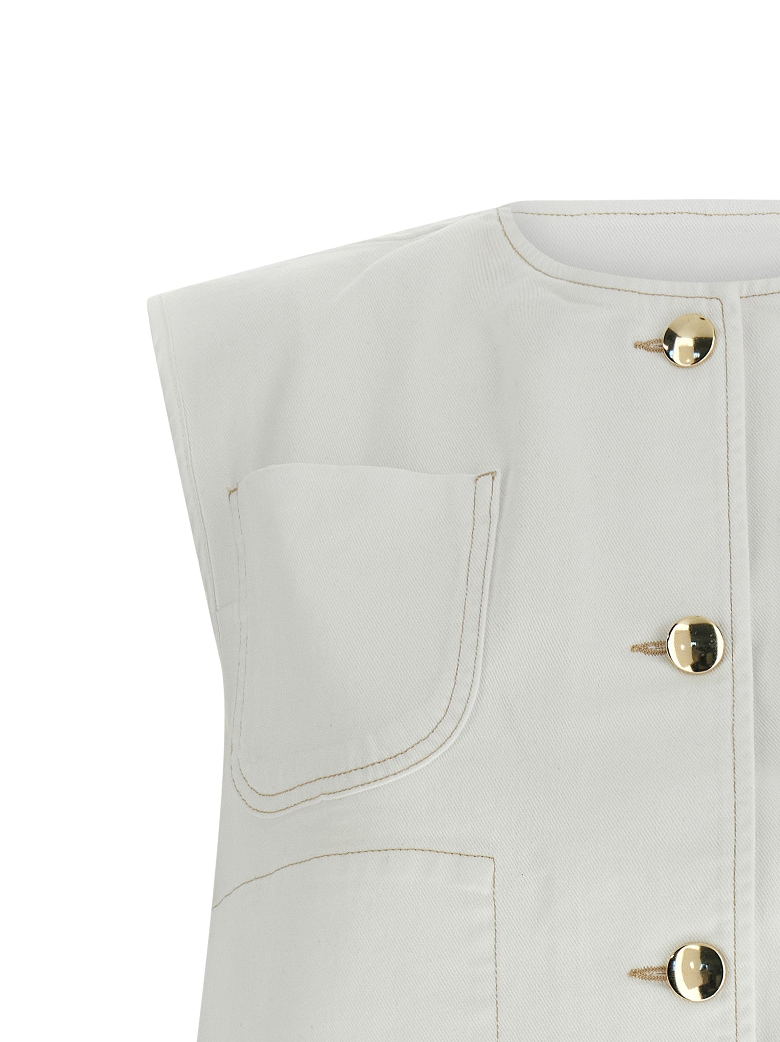 White Cotton Sleeveless Jacket