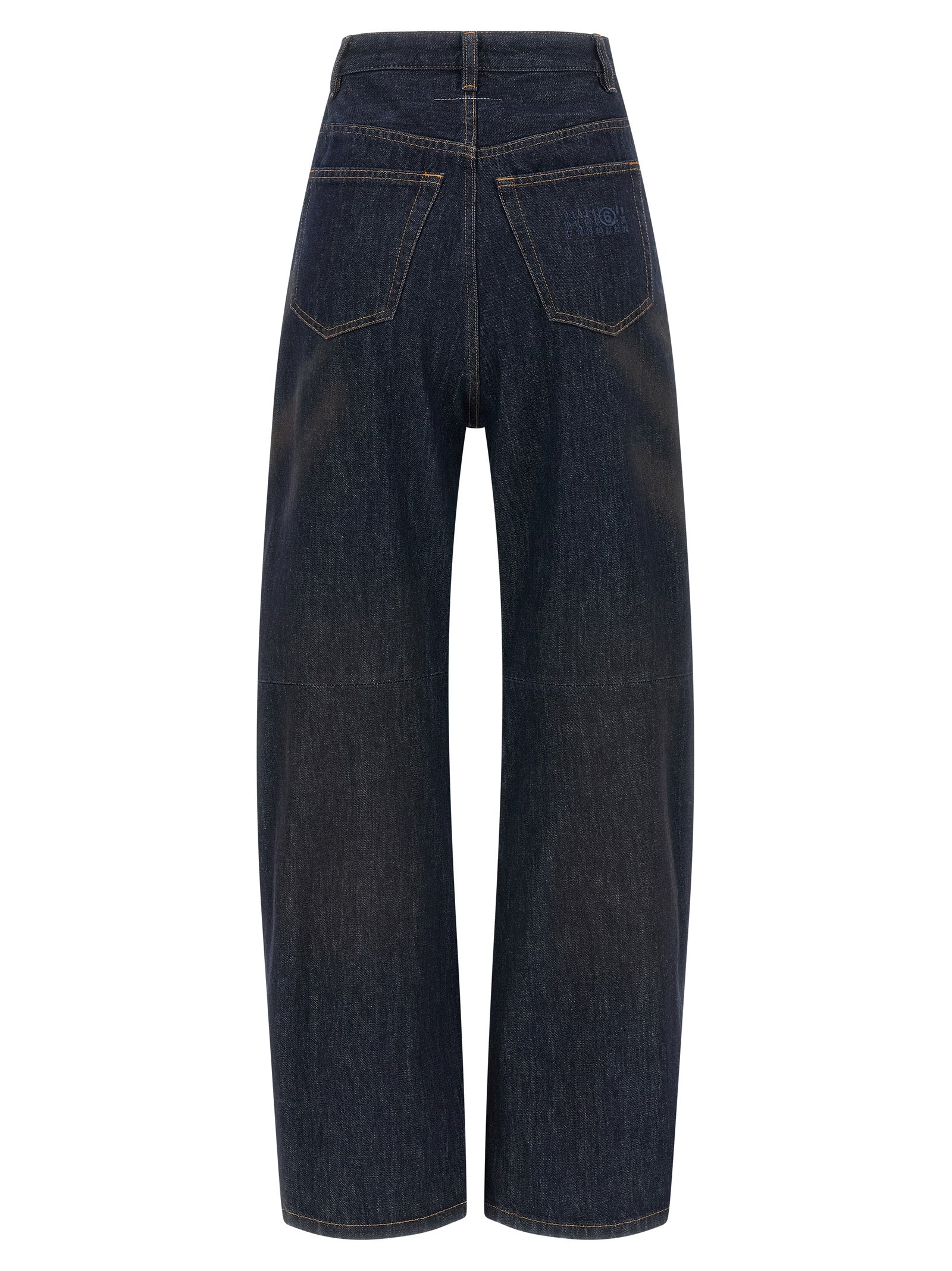 Blue Cotton High-Waisted Jean