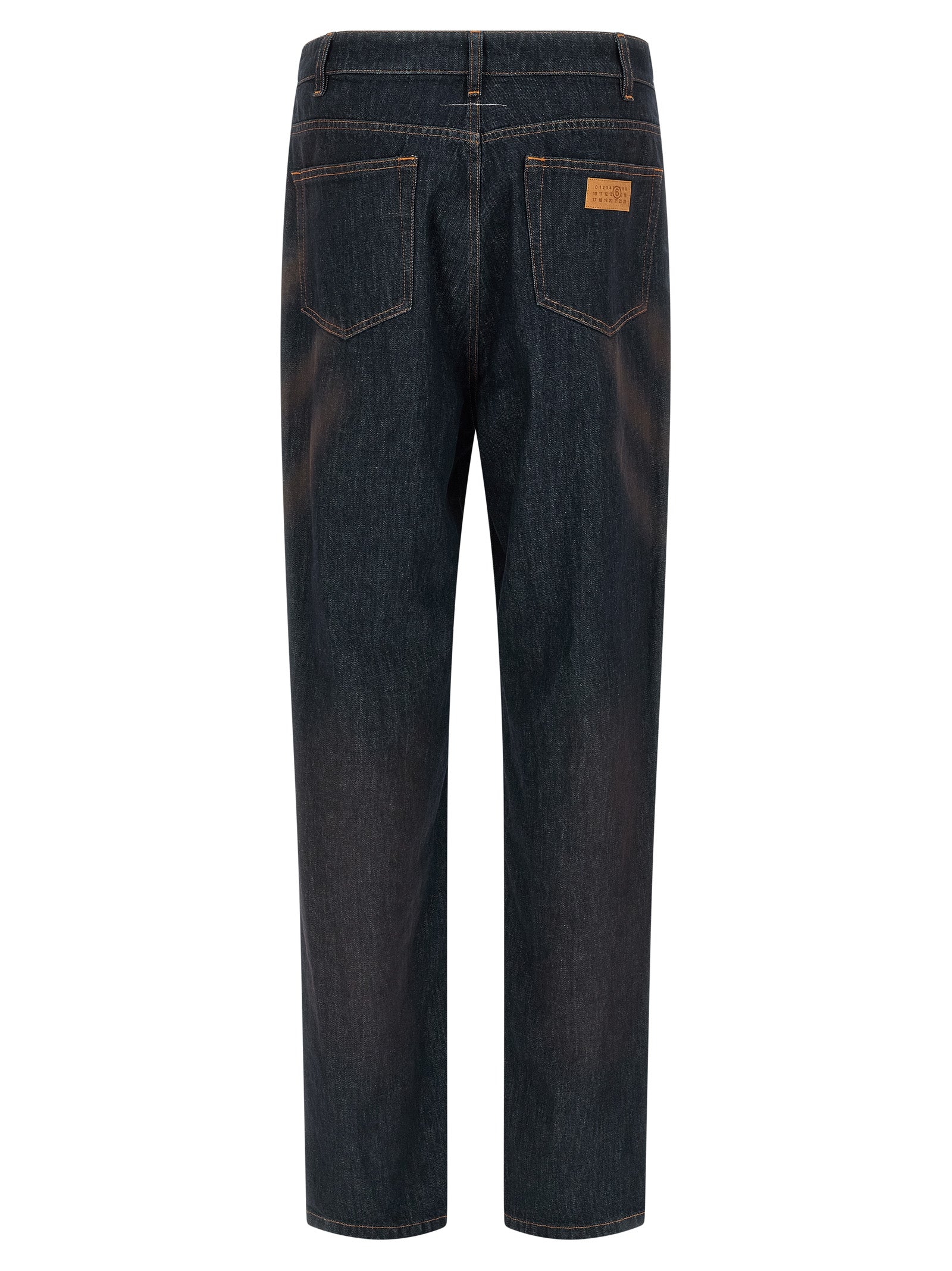 Blue Cotton Straight-Leg Jeans