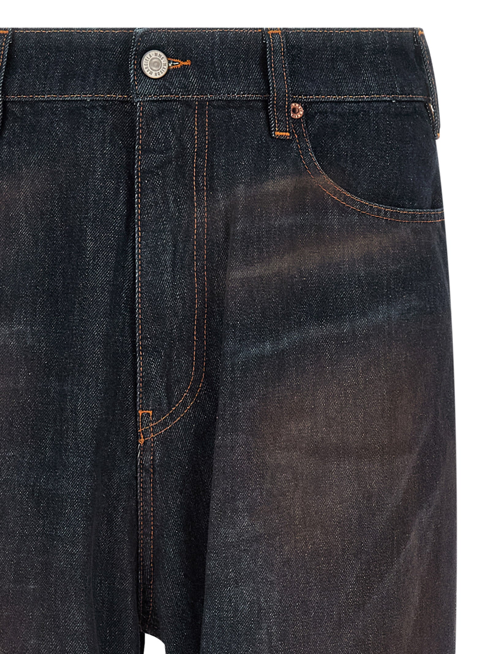 Blue Cotton Straight-Leg Jeans