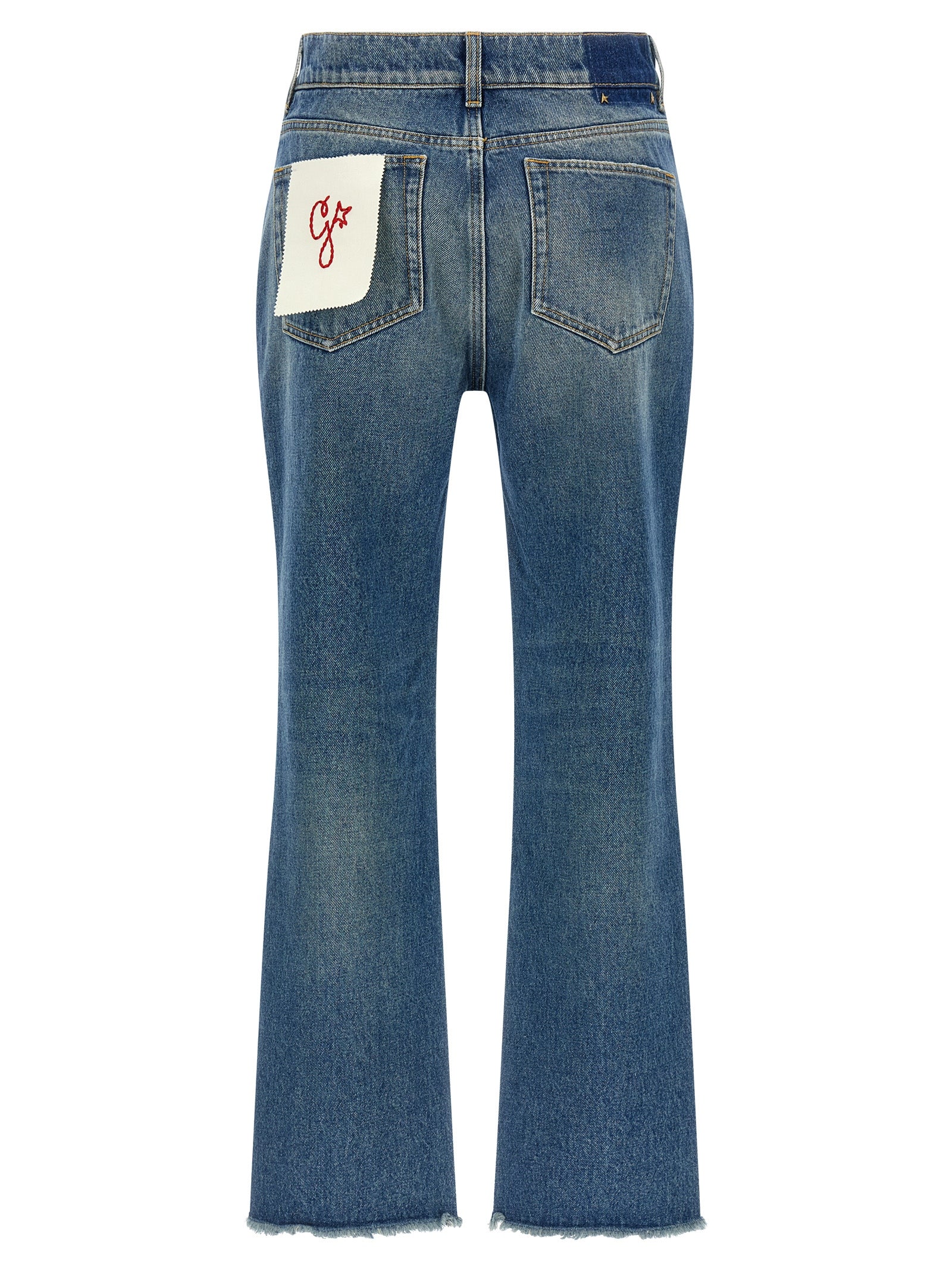 Blue Cotton Flared Jeans