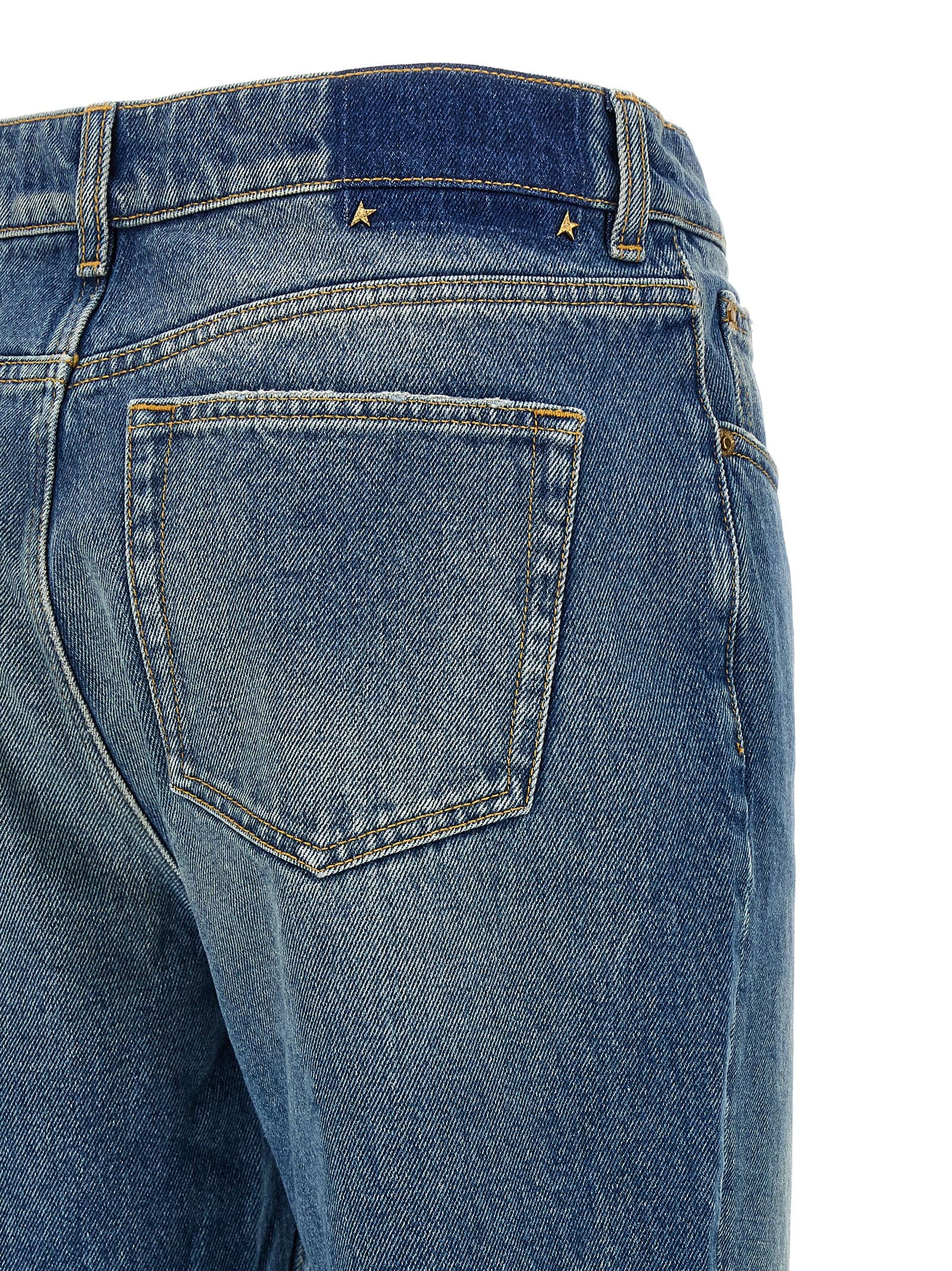 Blue Cotton Flared Jeans