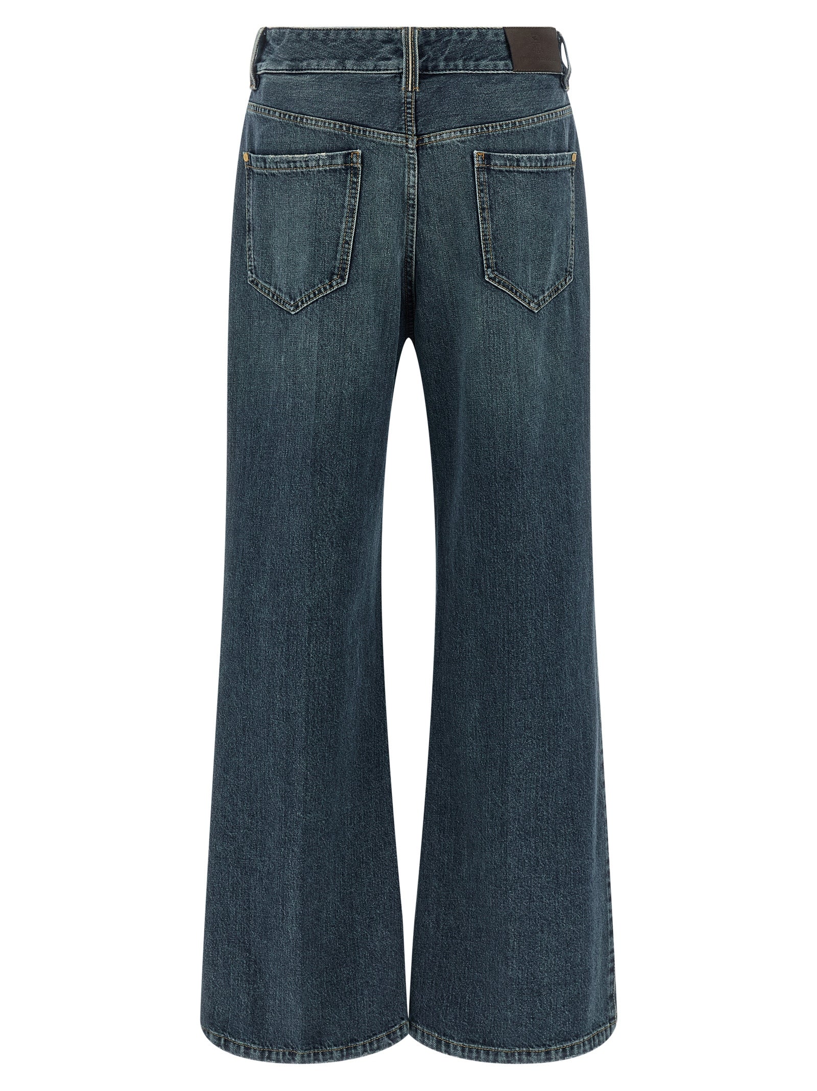 Blue Cotton Flared Jeans