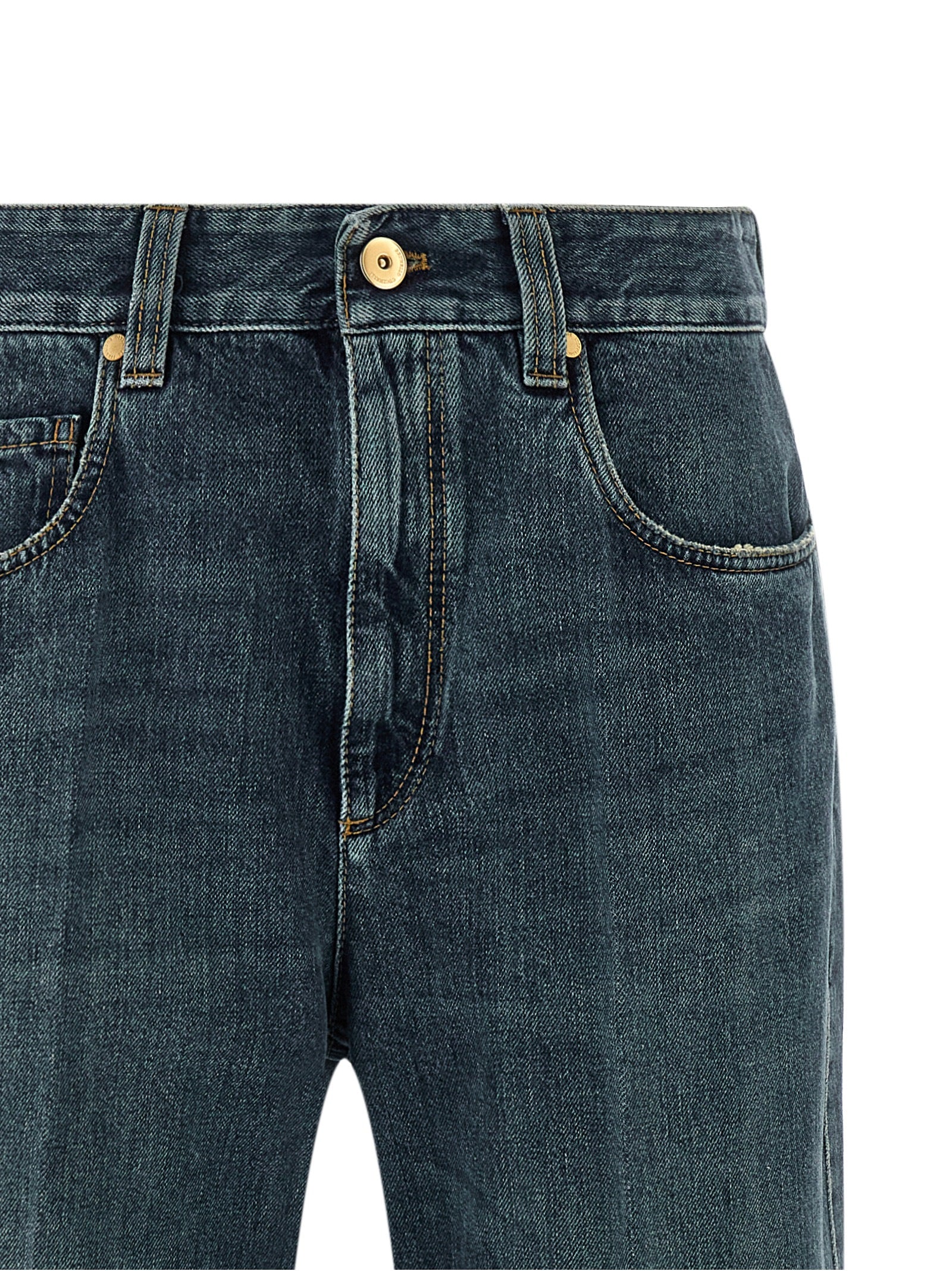 Blue Cotton Flared Jeans