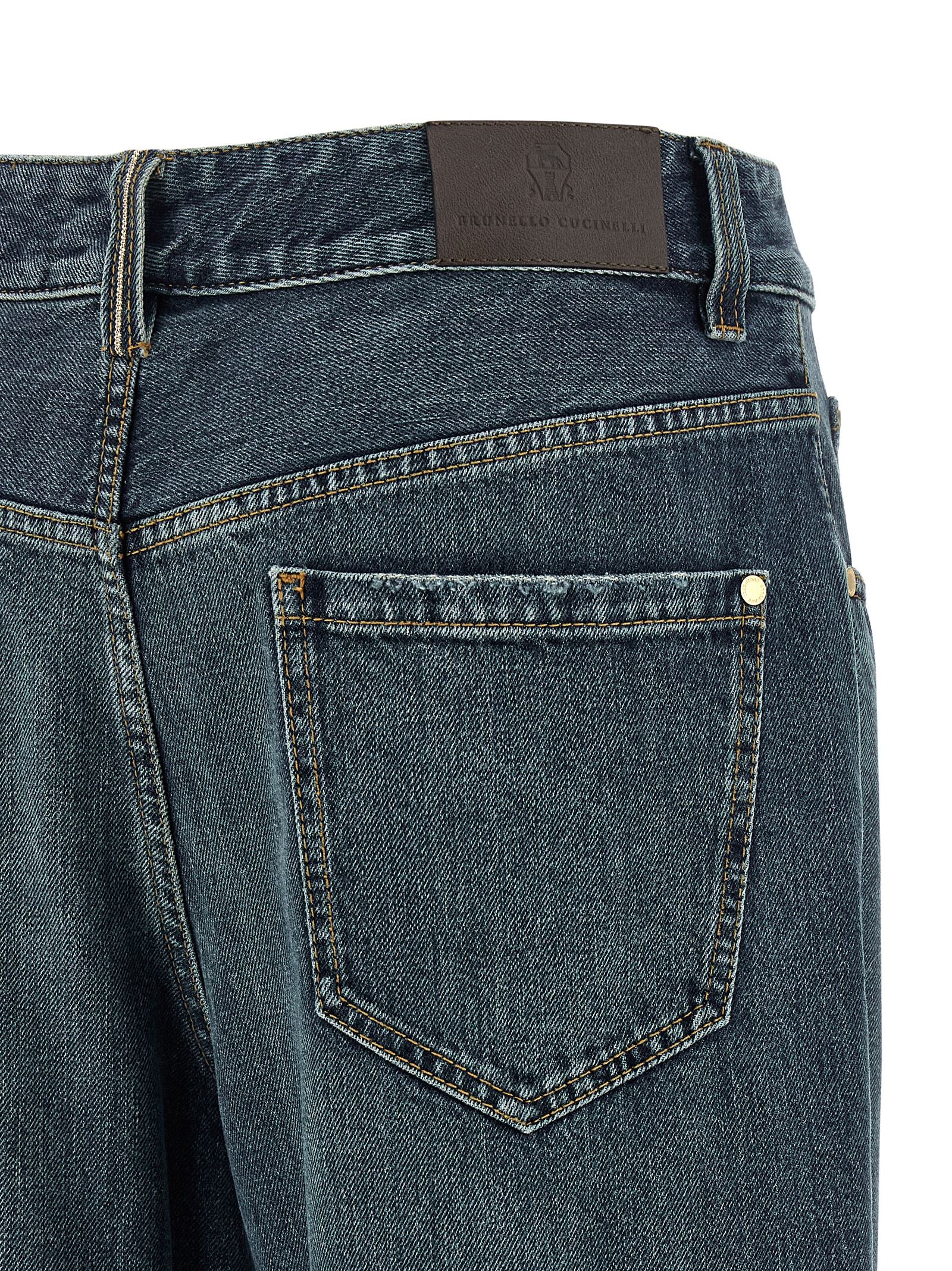 Blue Cotton Flared Jeans