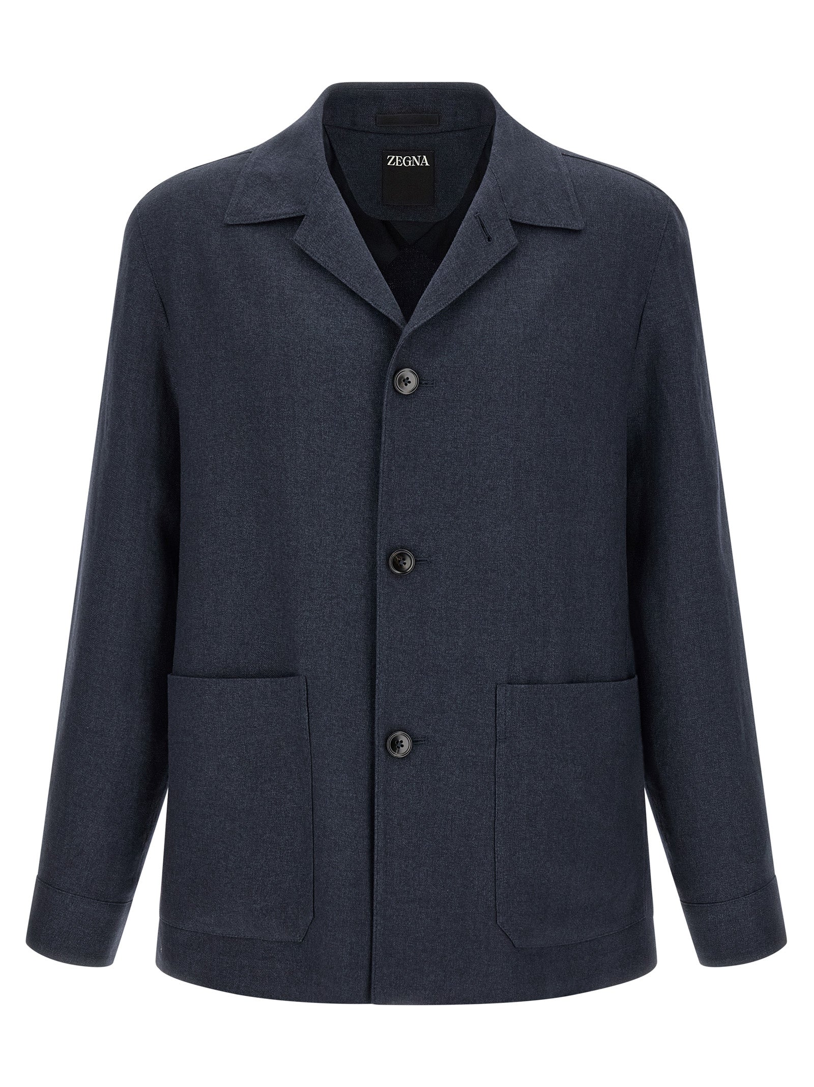Blue Linen Full-Length Jacket