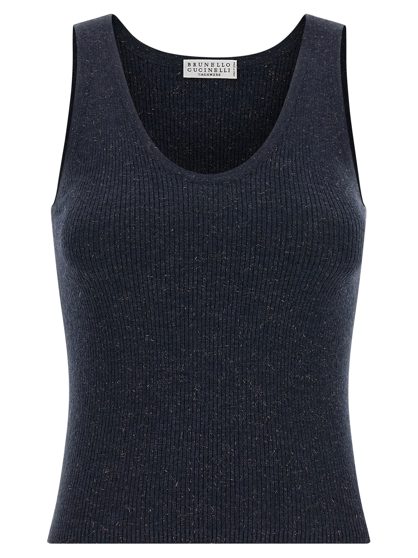 Blue Cashmere Sleeveles T-Shirt