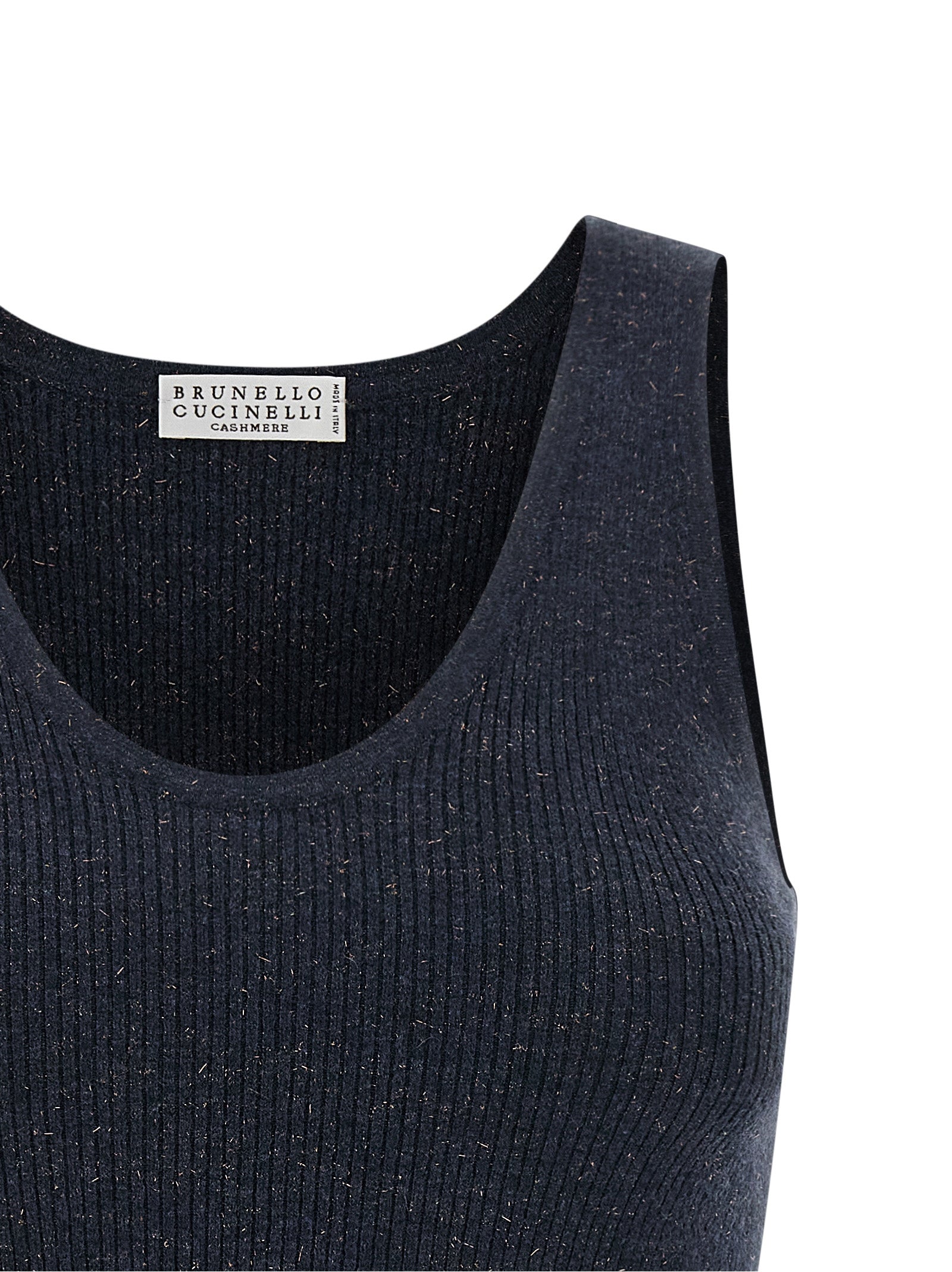 Blue Cashmere Sleeveles T-Shirt