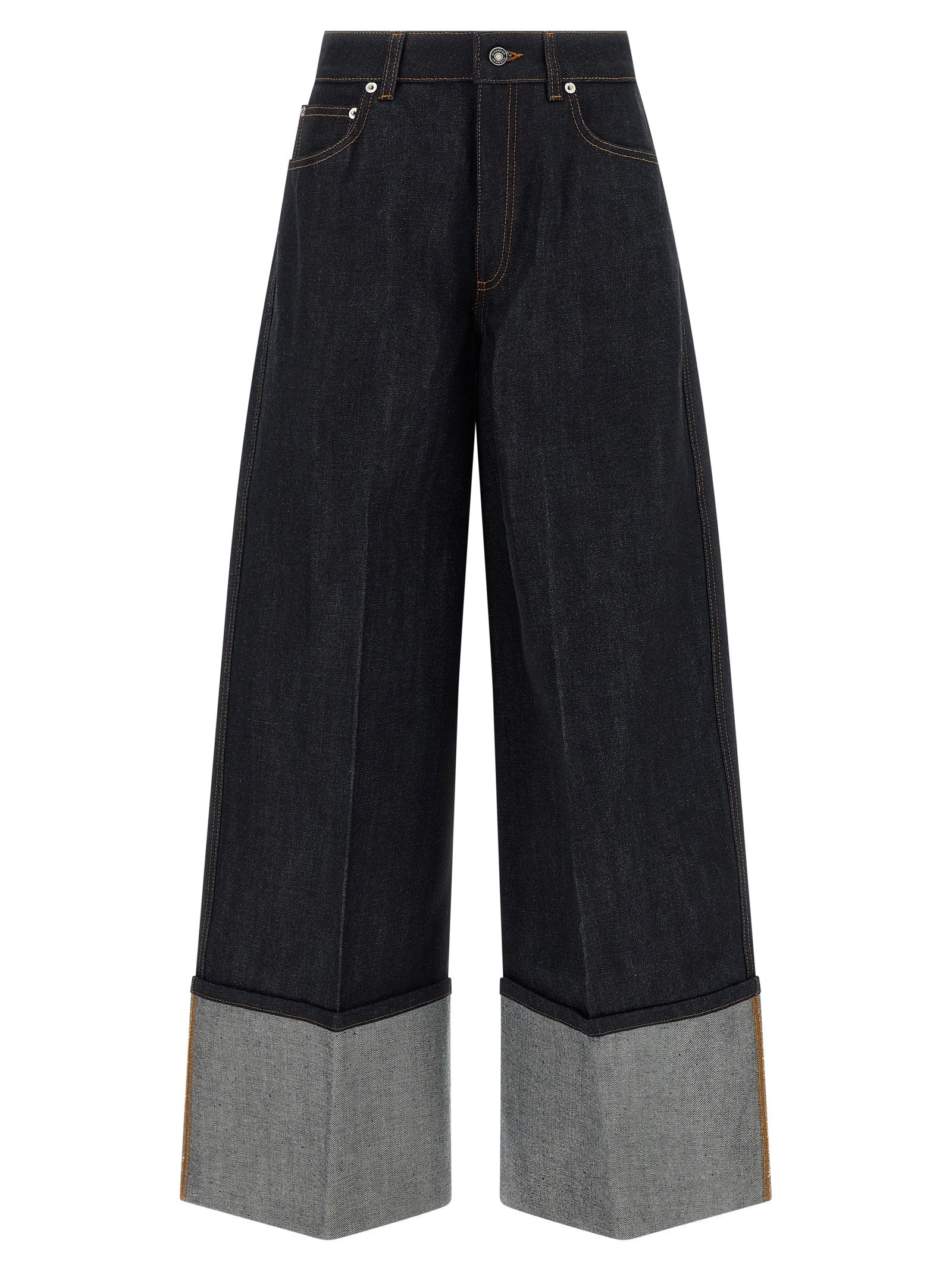 Blue Cotton Flared Jeans