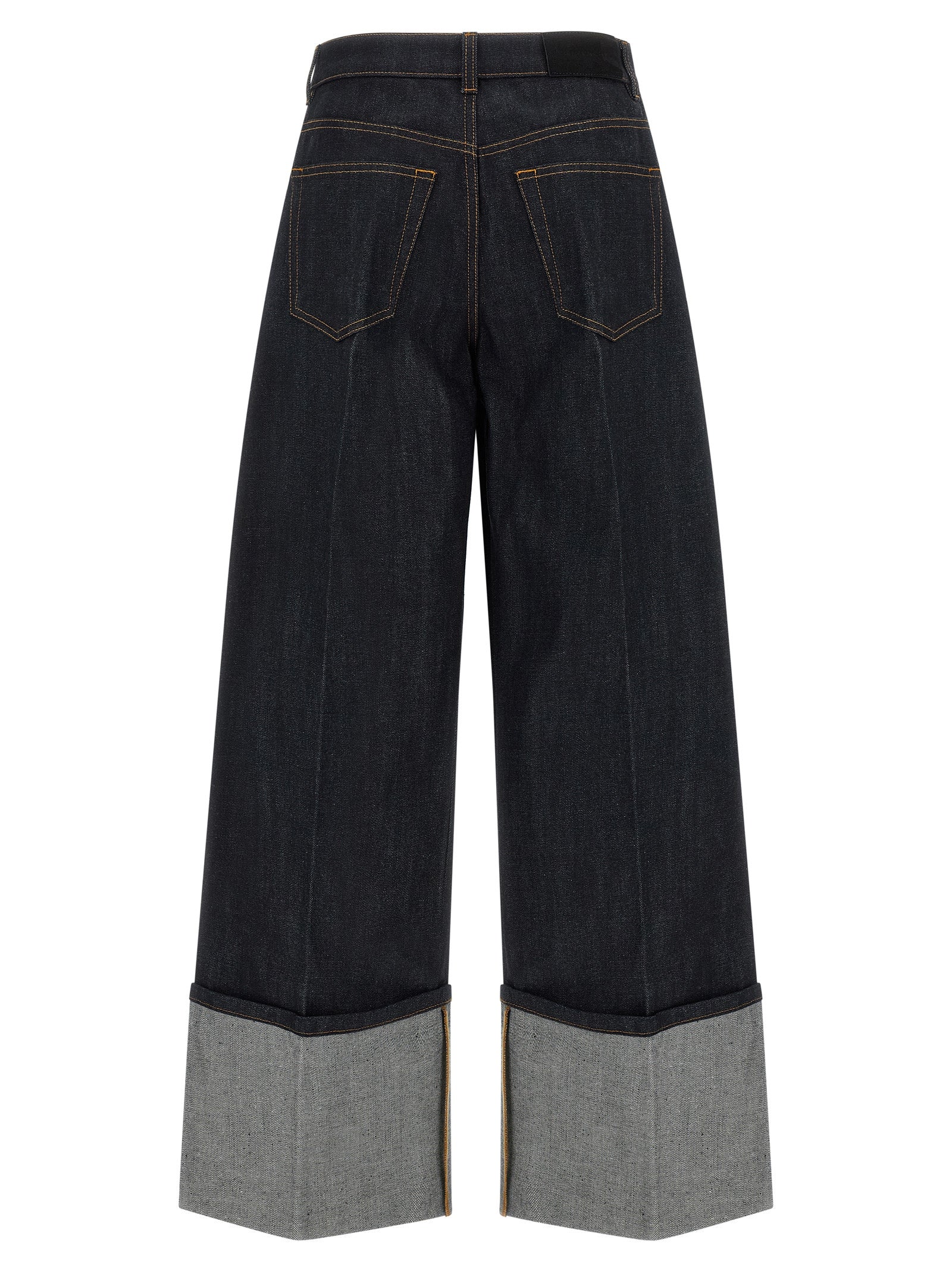 Blue Cotton Flared Jeans