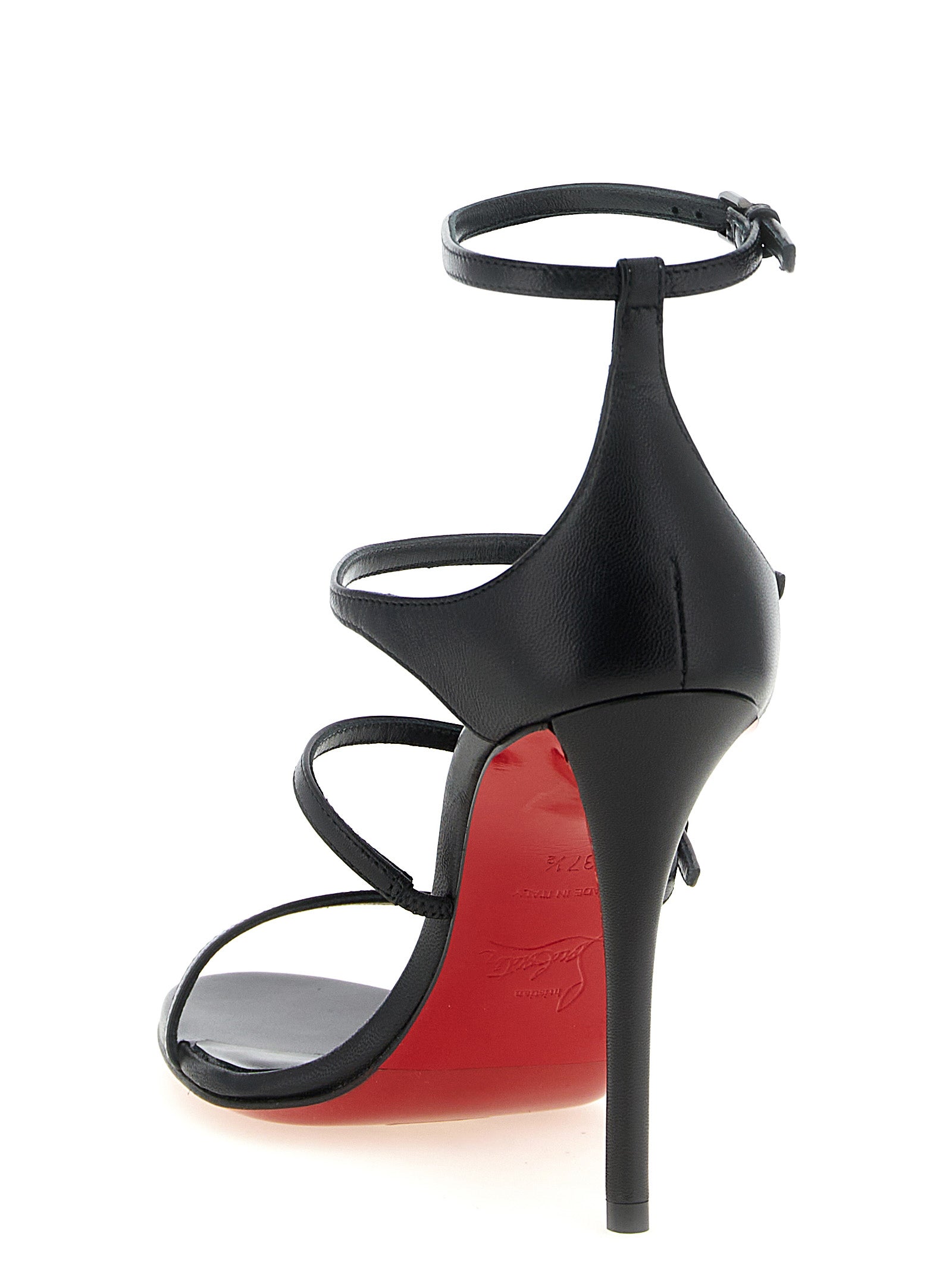Black Goatskin Stiletto Heel Sandals