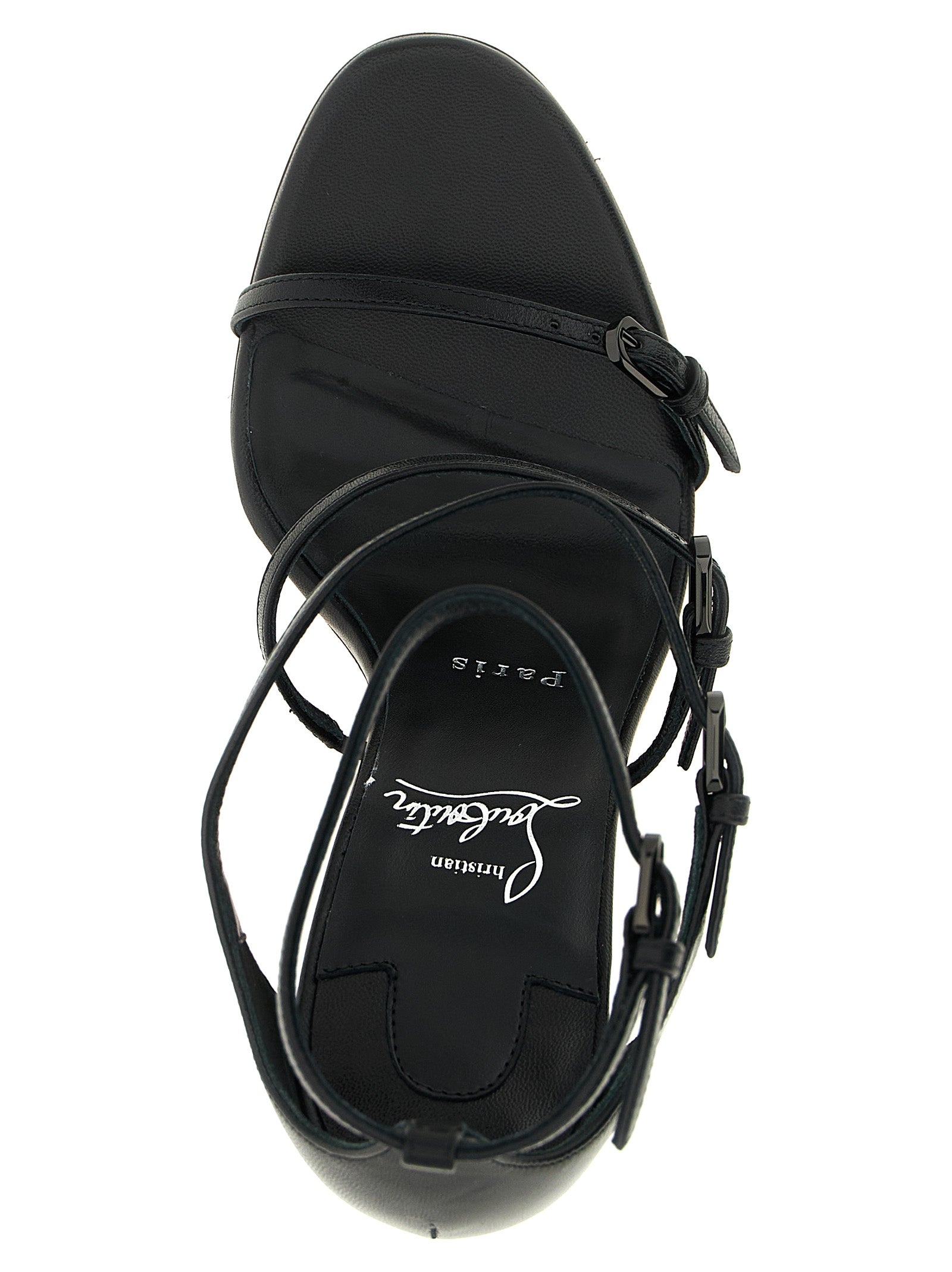 Black Goatskin Stiletto Heel Sandals