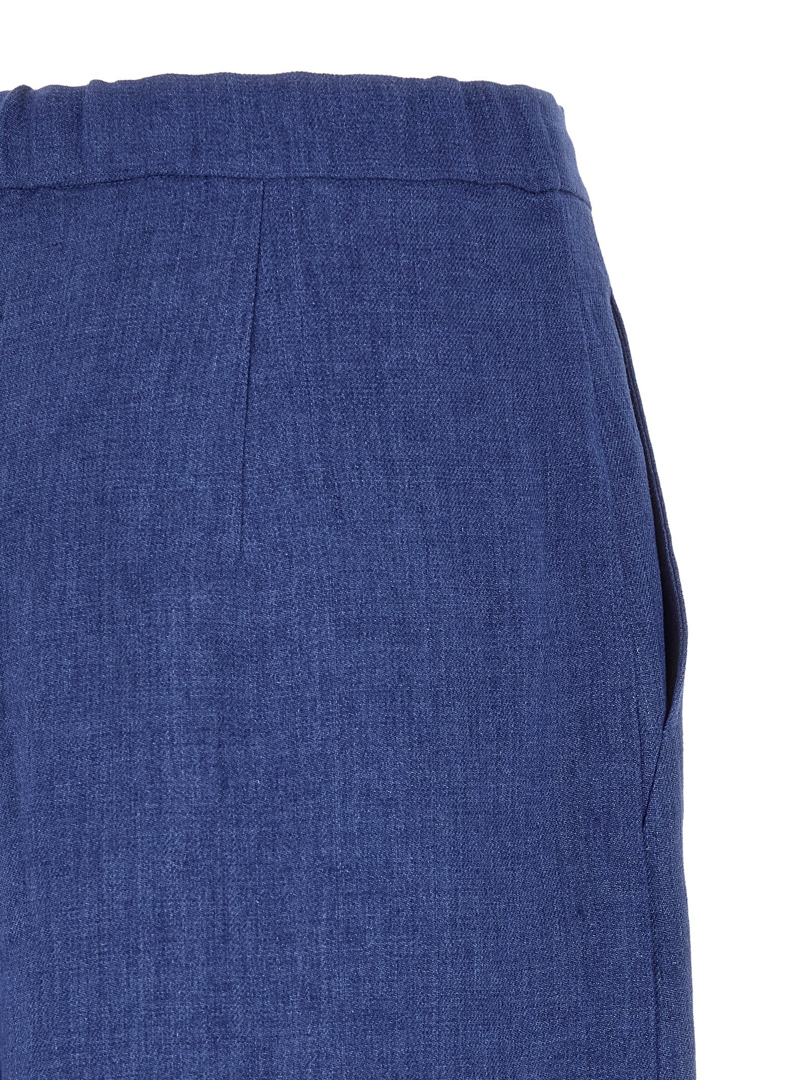 Blue Linen Casual Pants