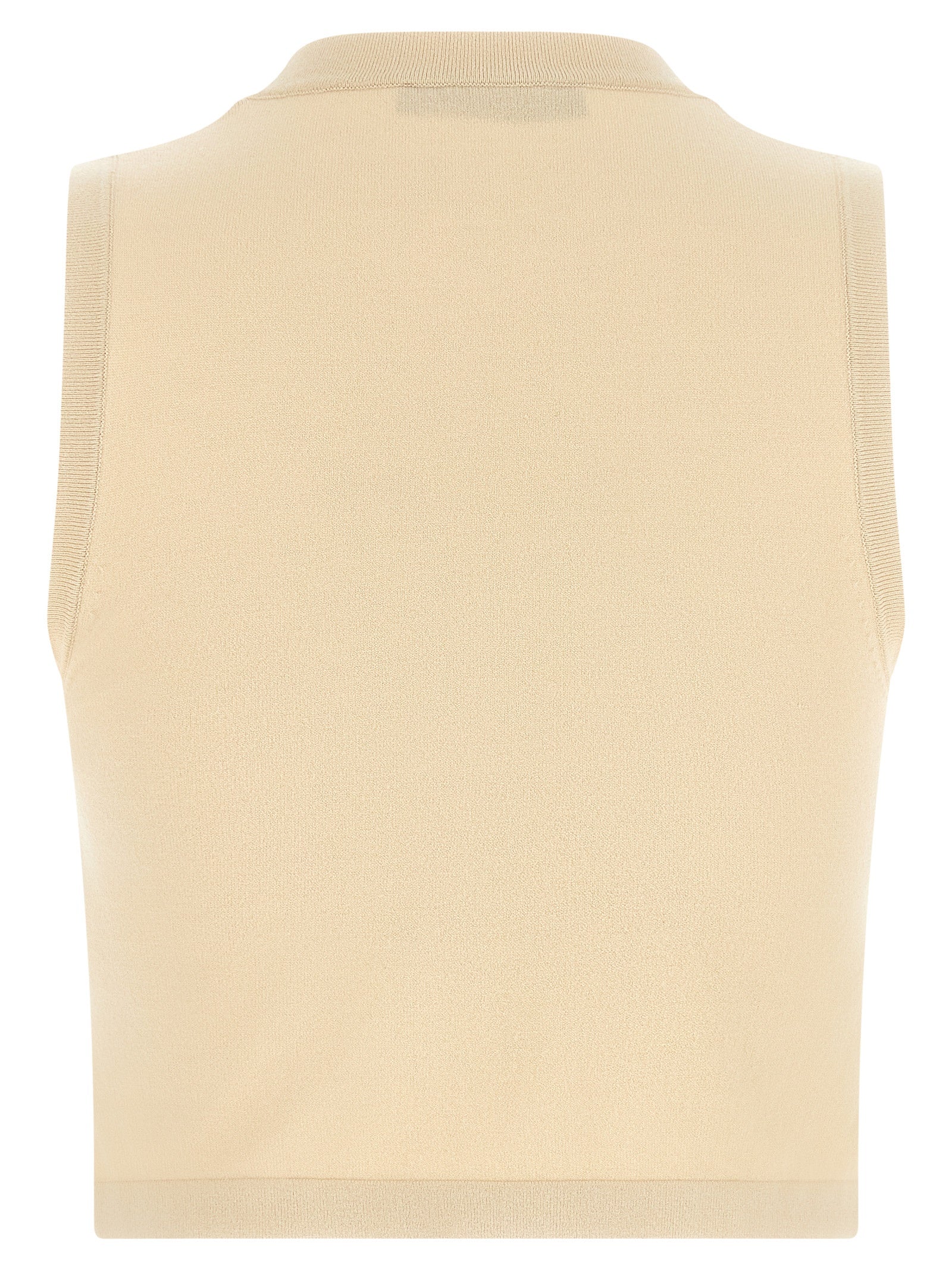 Beige Viscose Sleeveles T-Shirt