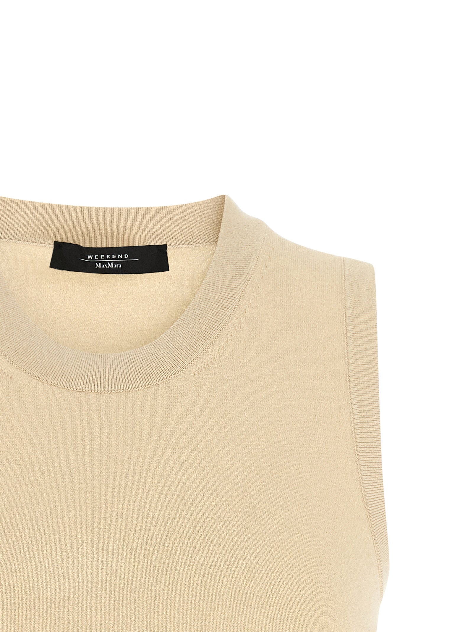 Beige Viscose Sleeveles T-Shirt