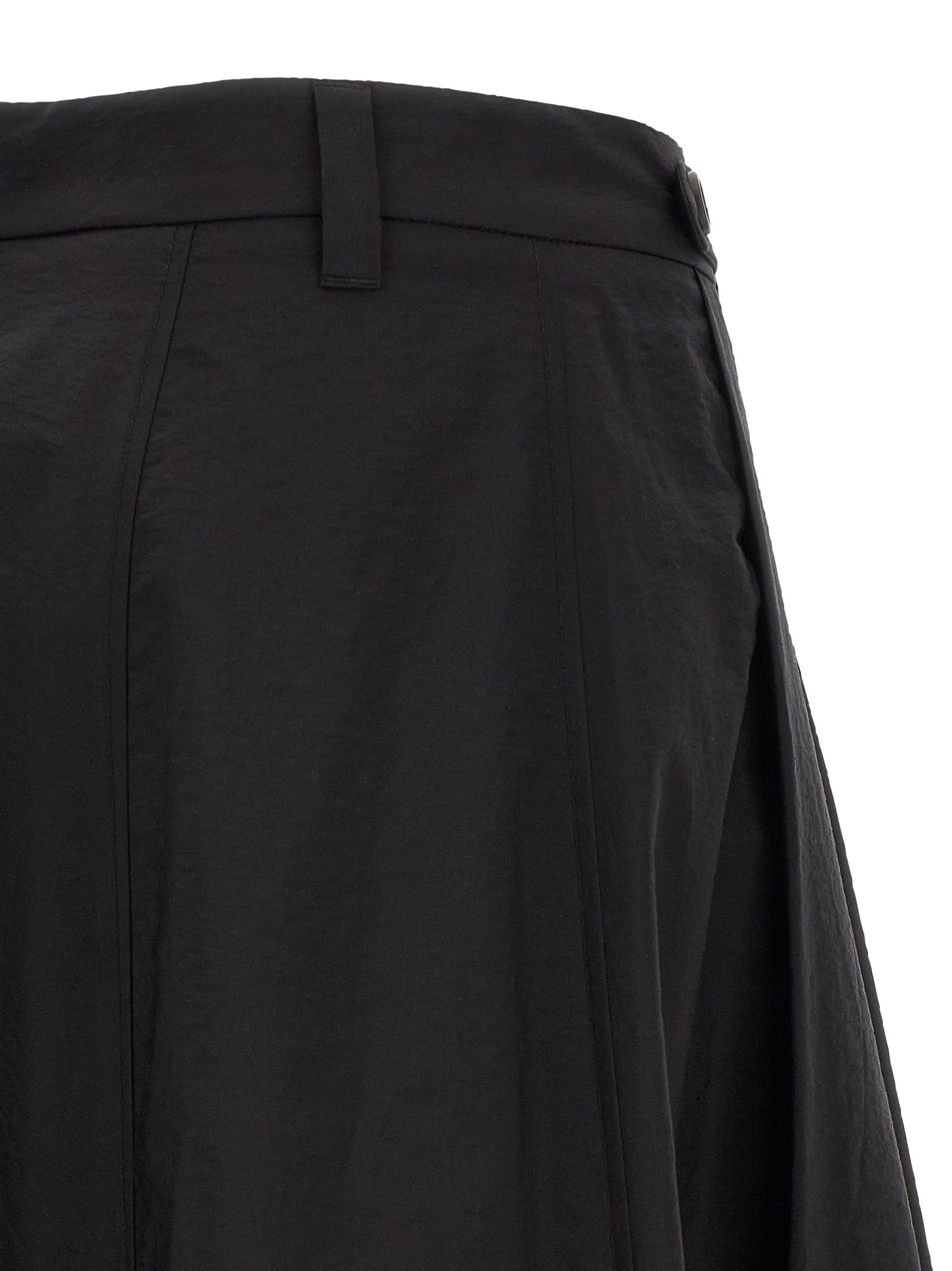 Black Cotton Midi Skirt