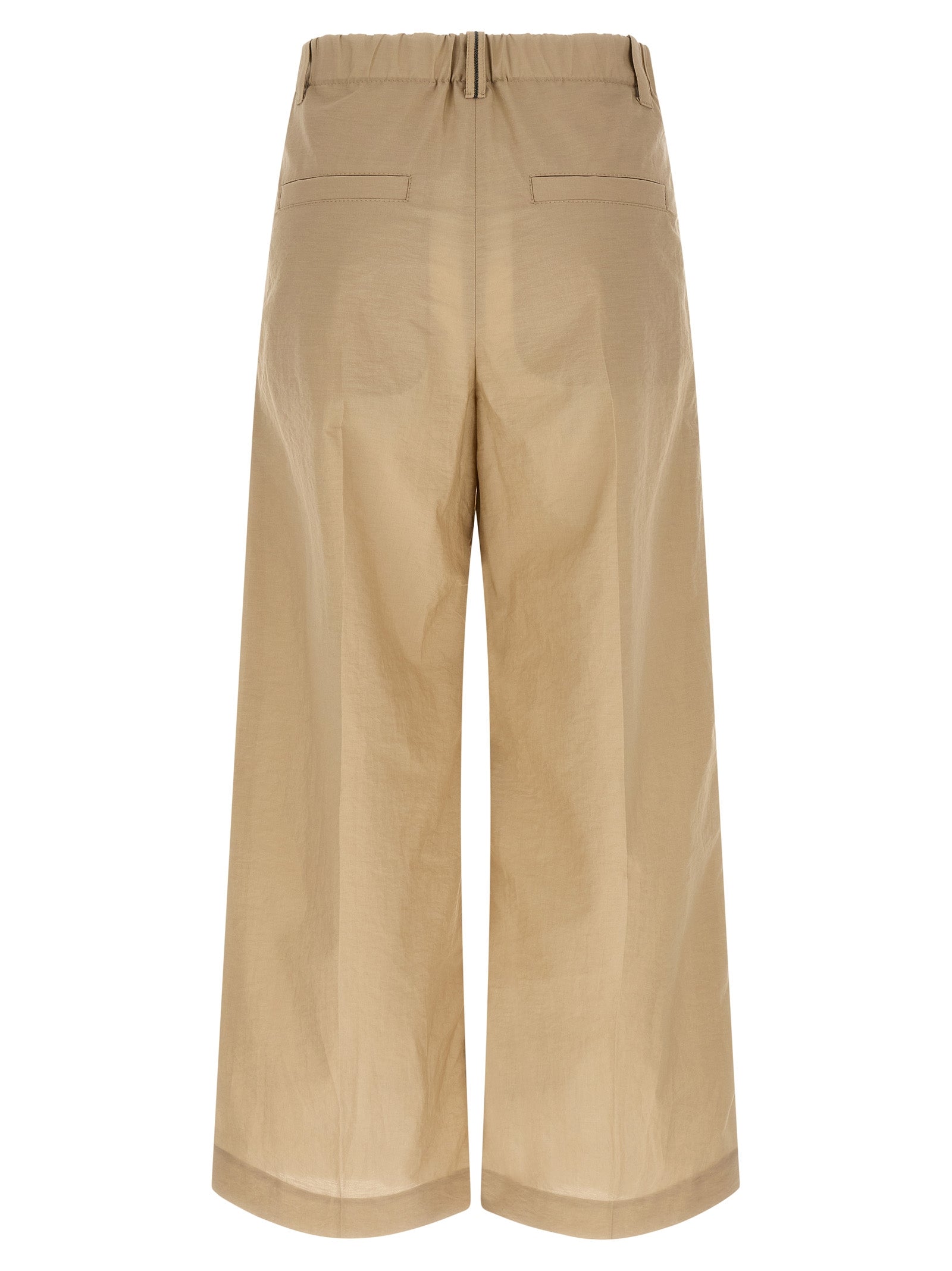 Beige Cotton Casual Pants