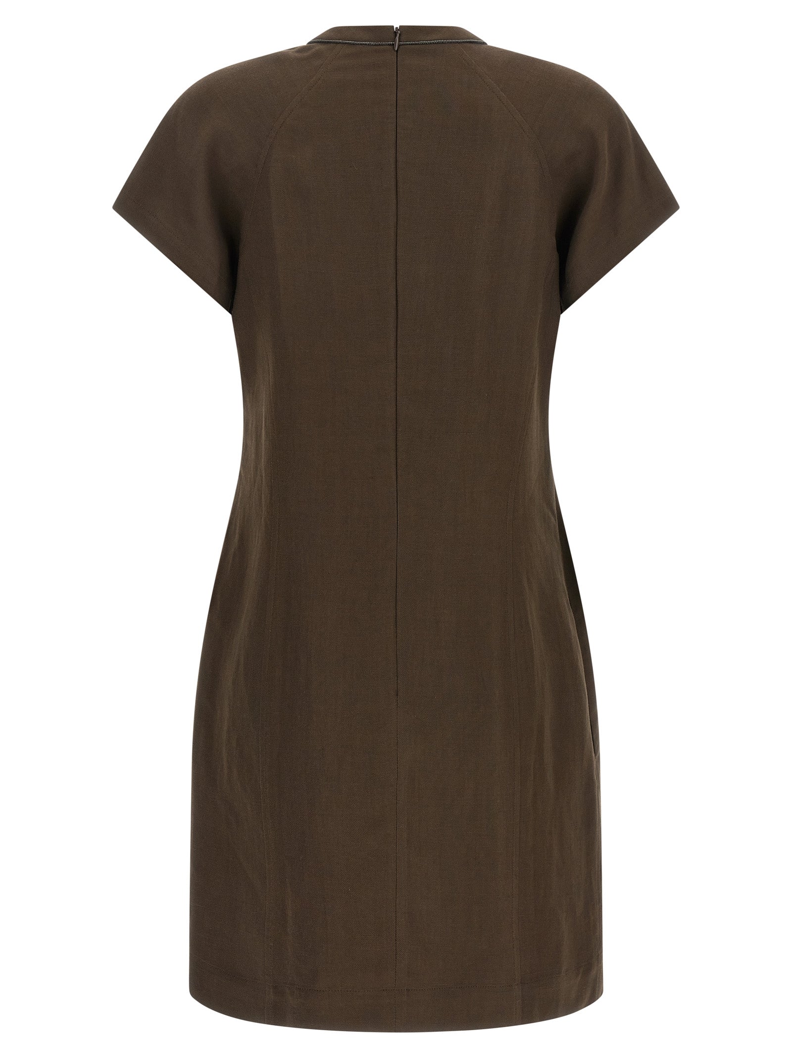 Brown Viscose Short Dress