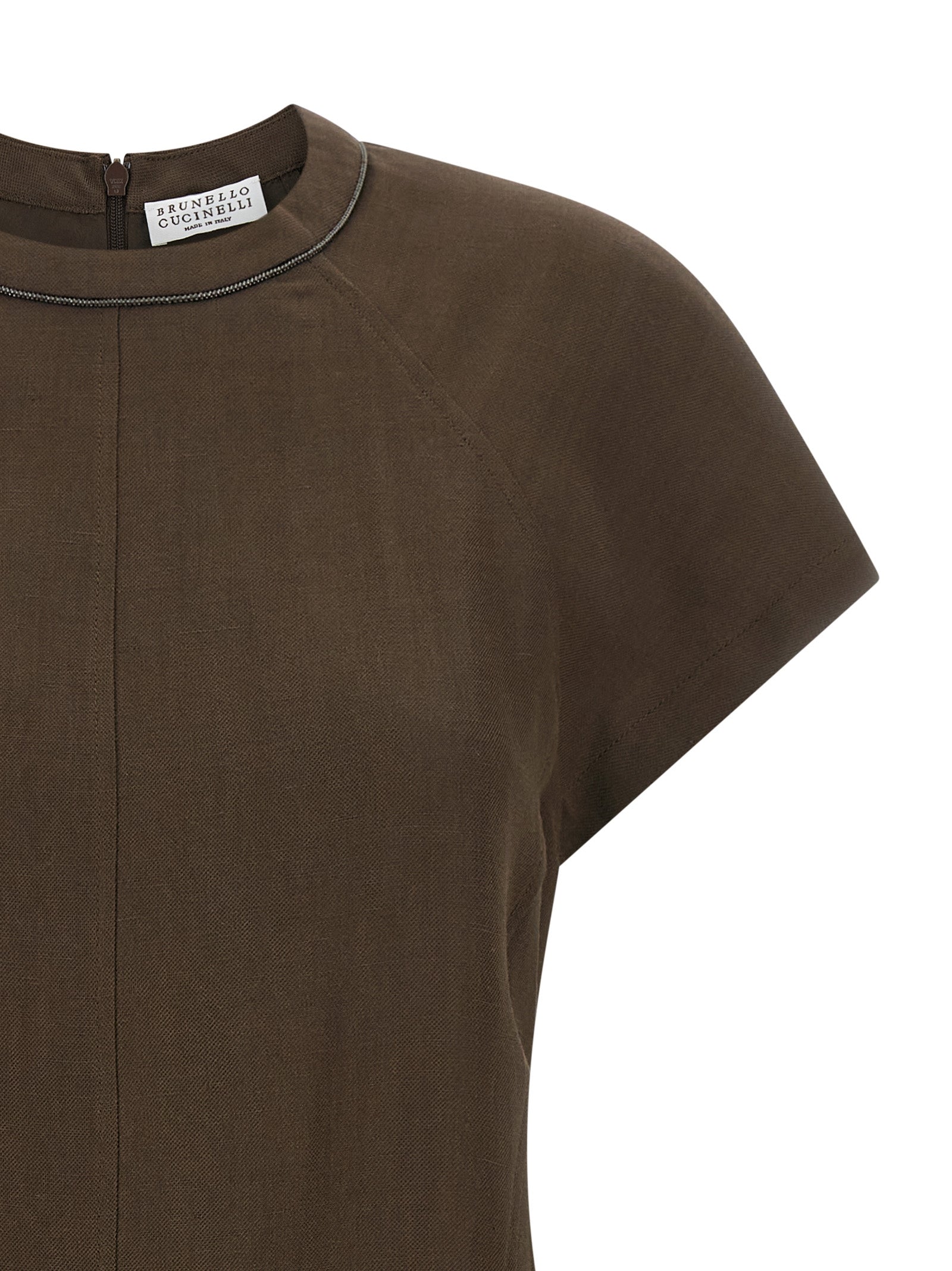 Brown Viscose Short Dress