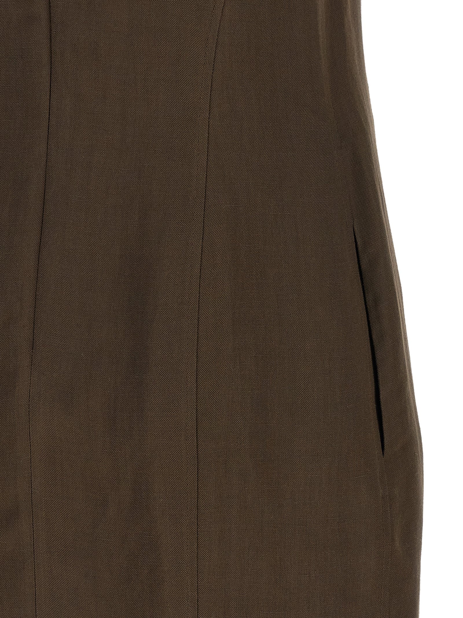 Brown Viscose Short Dress