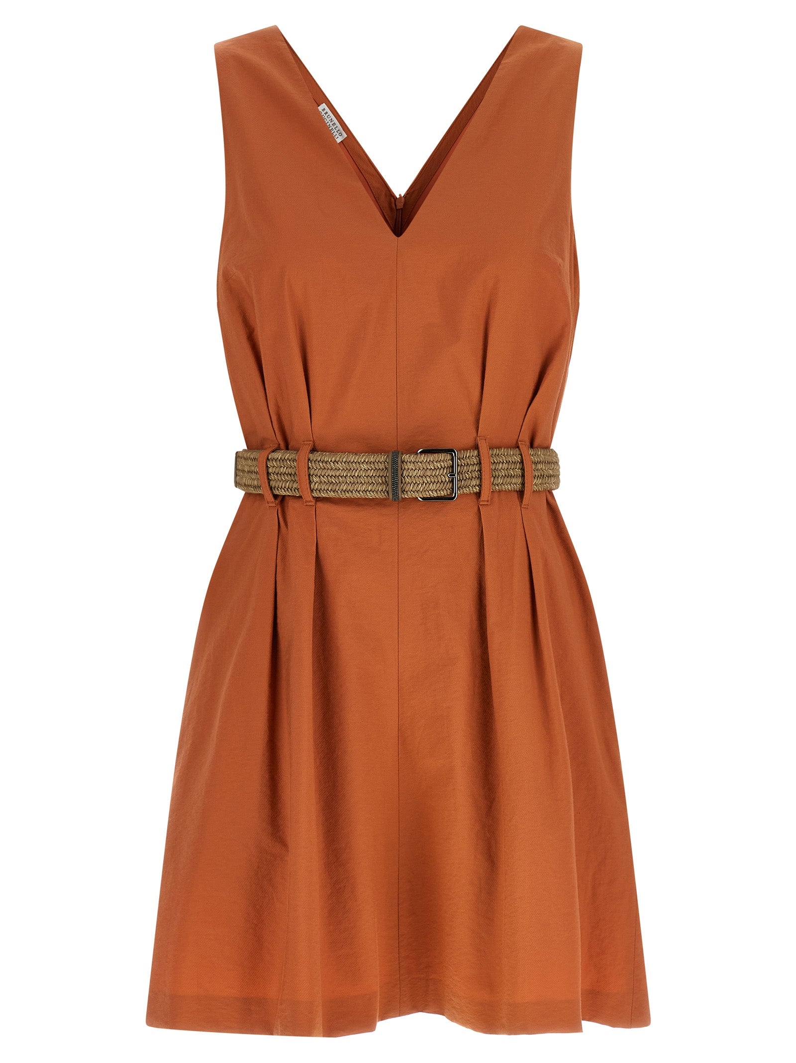 Orange Cotton Short Dress