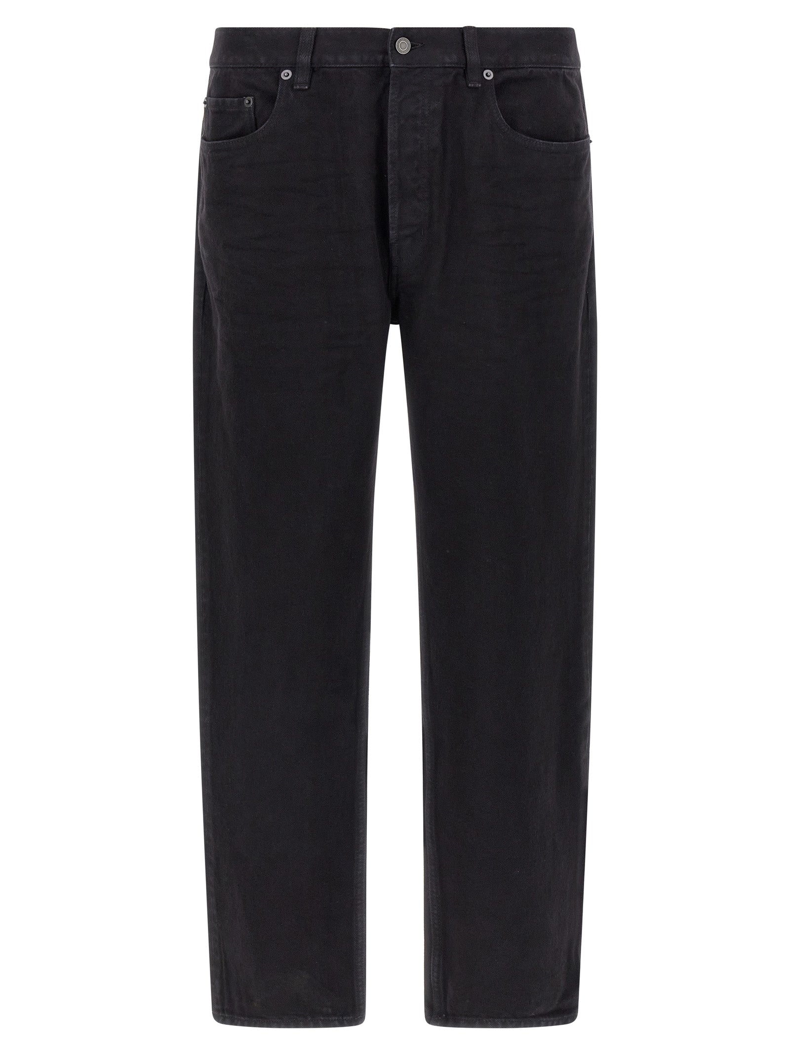 Black Cotton Straight-Leg Jeans