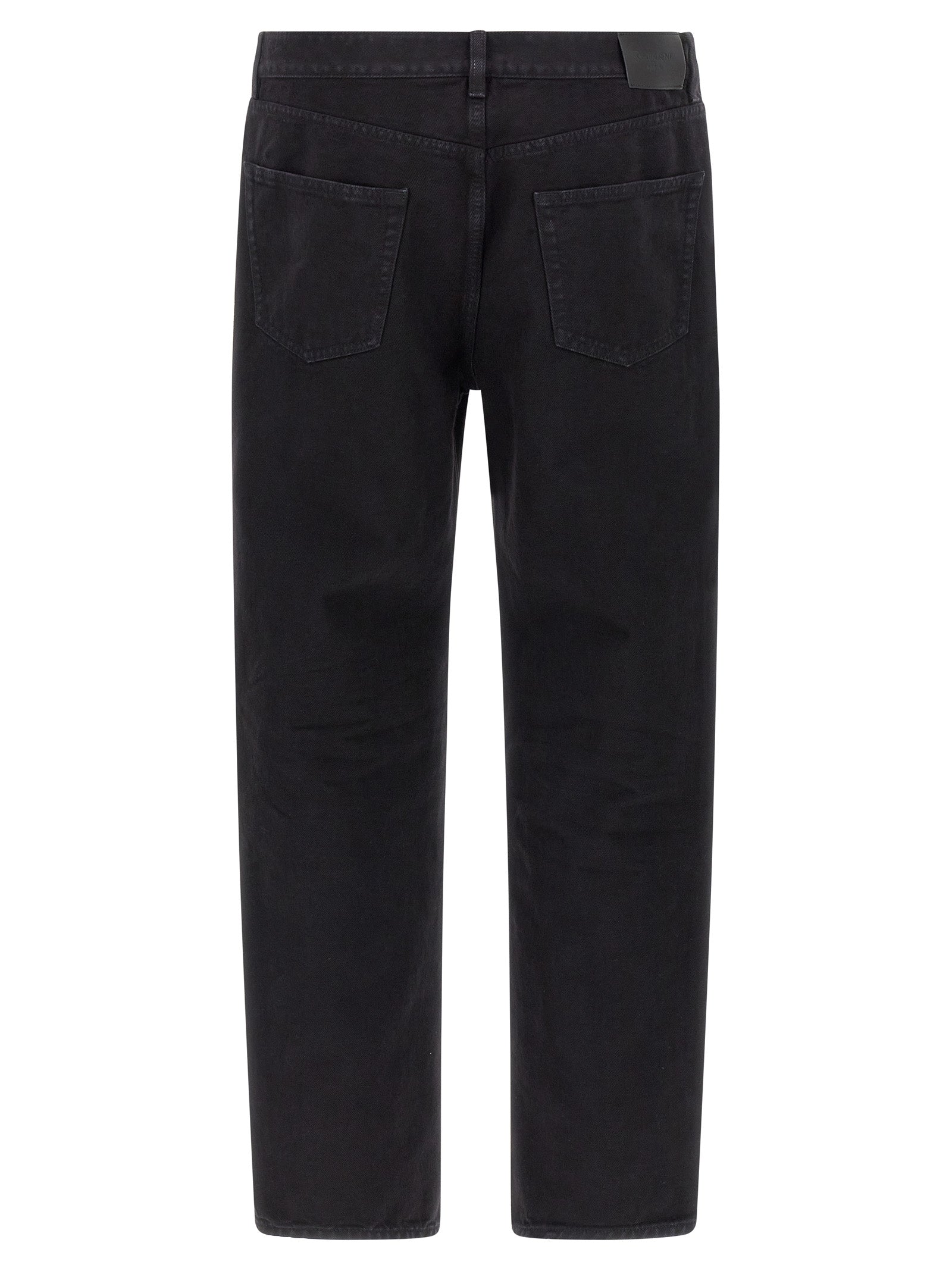 Black Cotton Straight-Leg Jeans