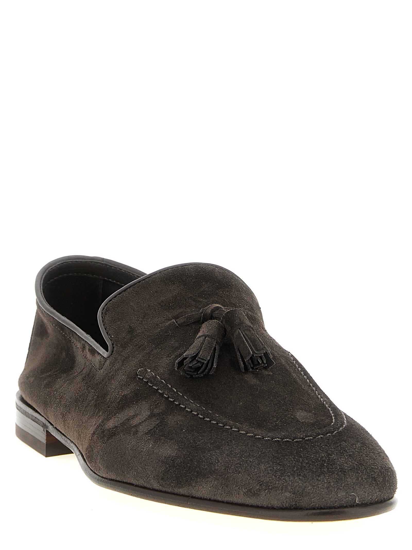 Gray Calfskin Slip-On Loafers