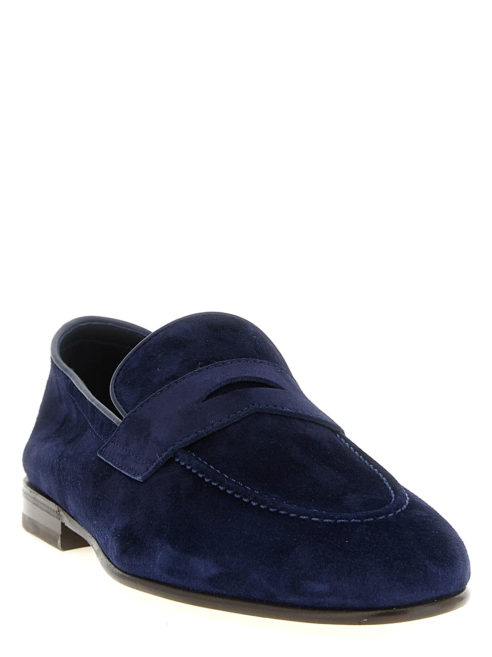 Blue Calfskin Slip-On Loafers