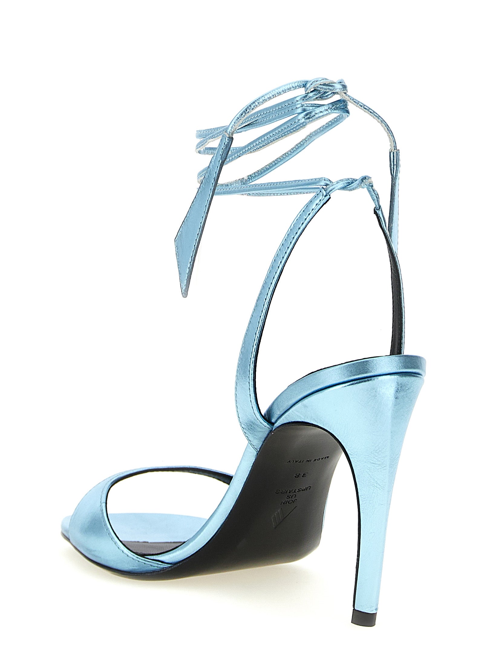 Blue Calfskin Stiletto Heel Sandals