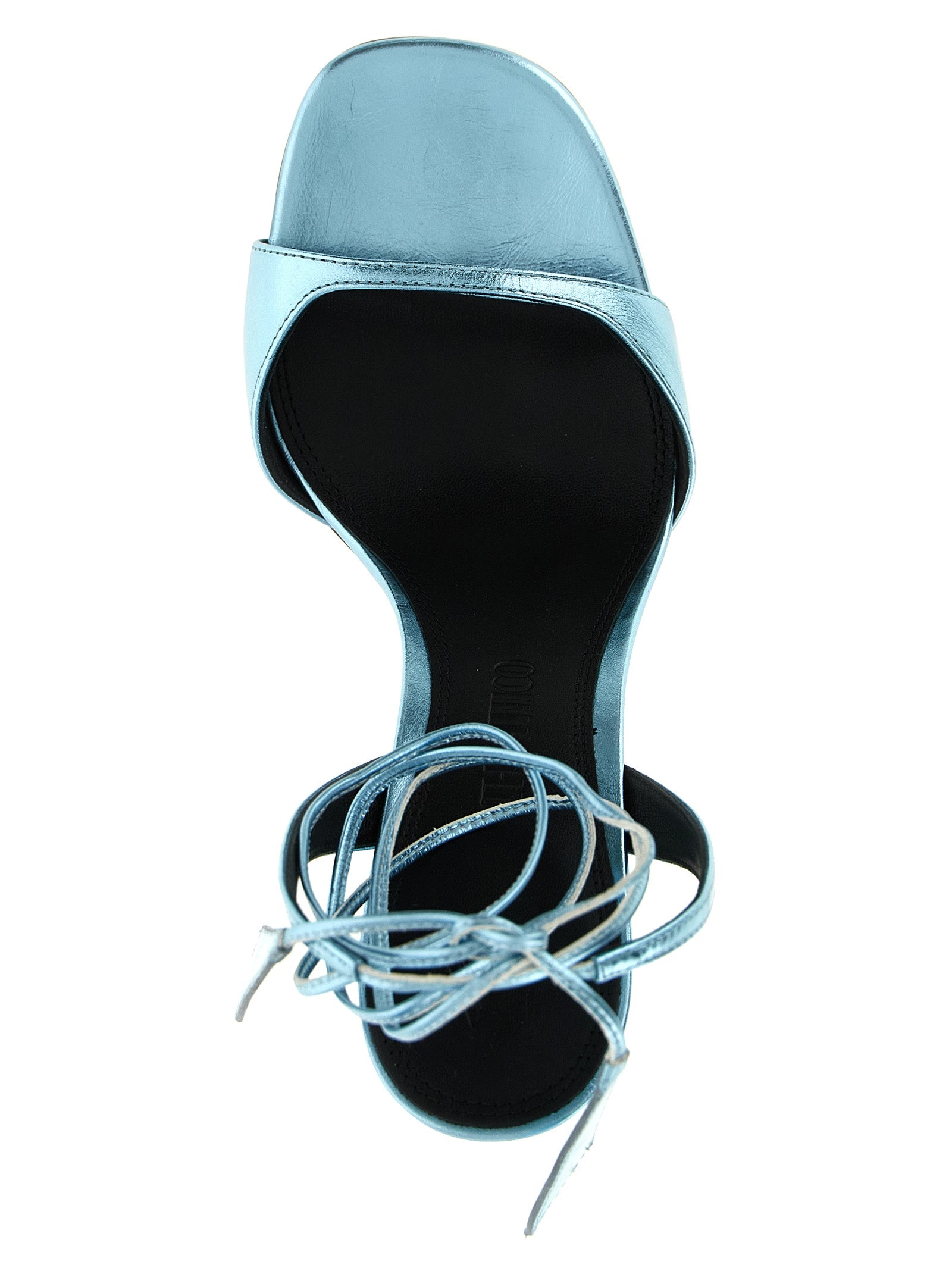 Blue Calfskin Stiletto Heel Sandals