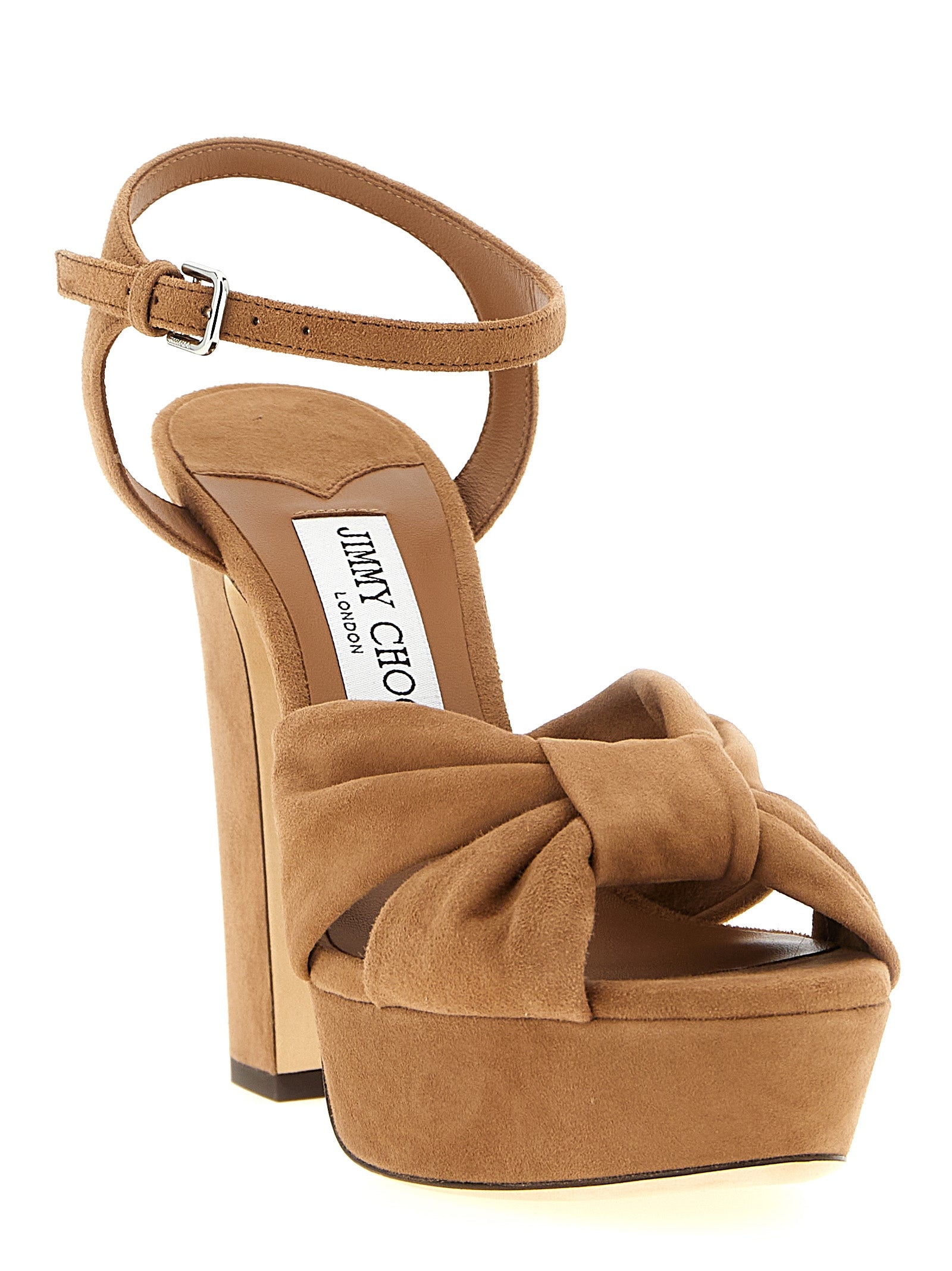 Brown Leather Stiletto Heel Sandals