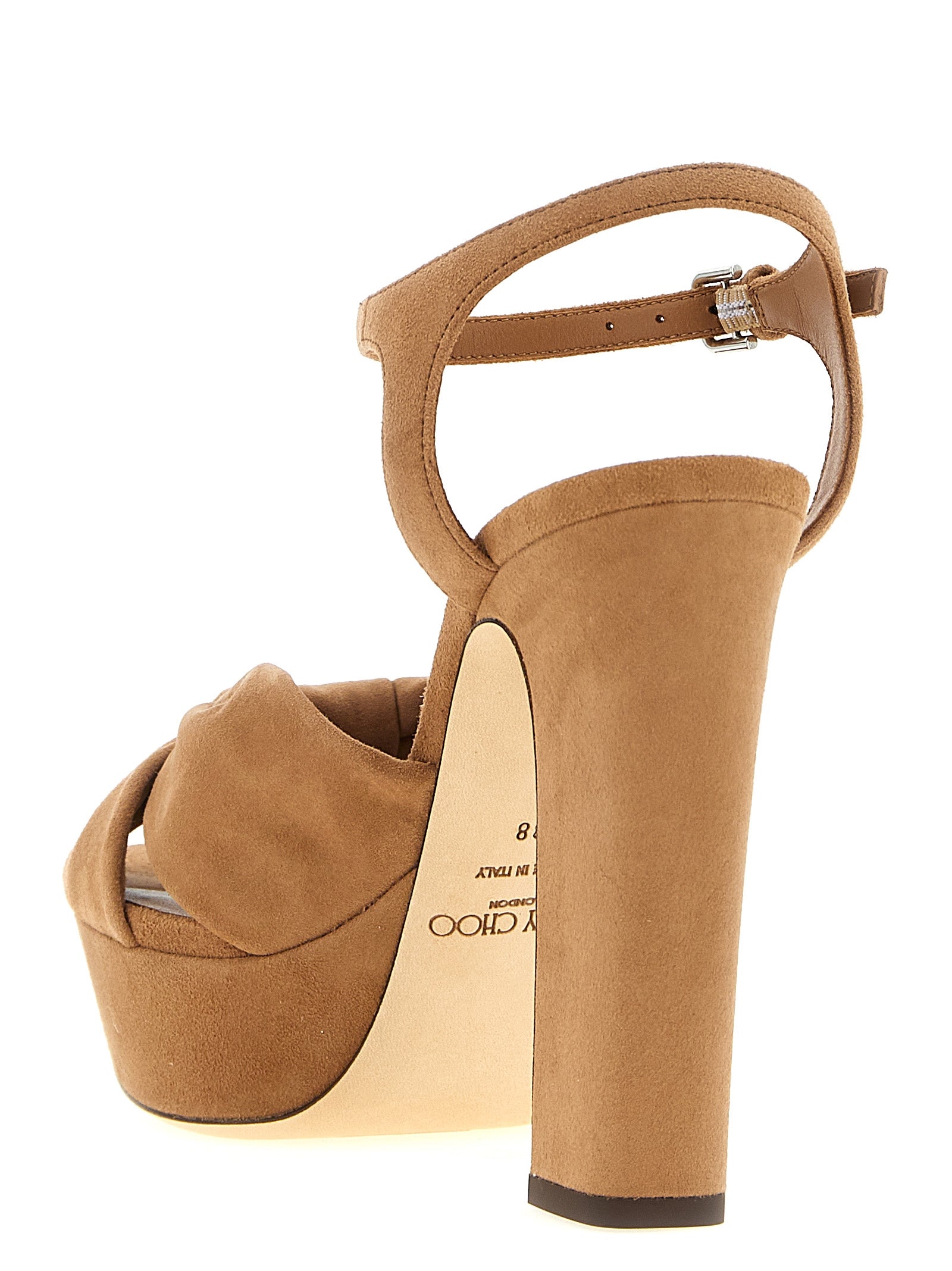 Brown Leather Stiletto Heel Sandals