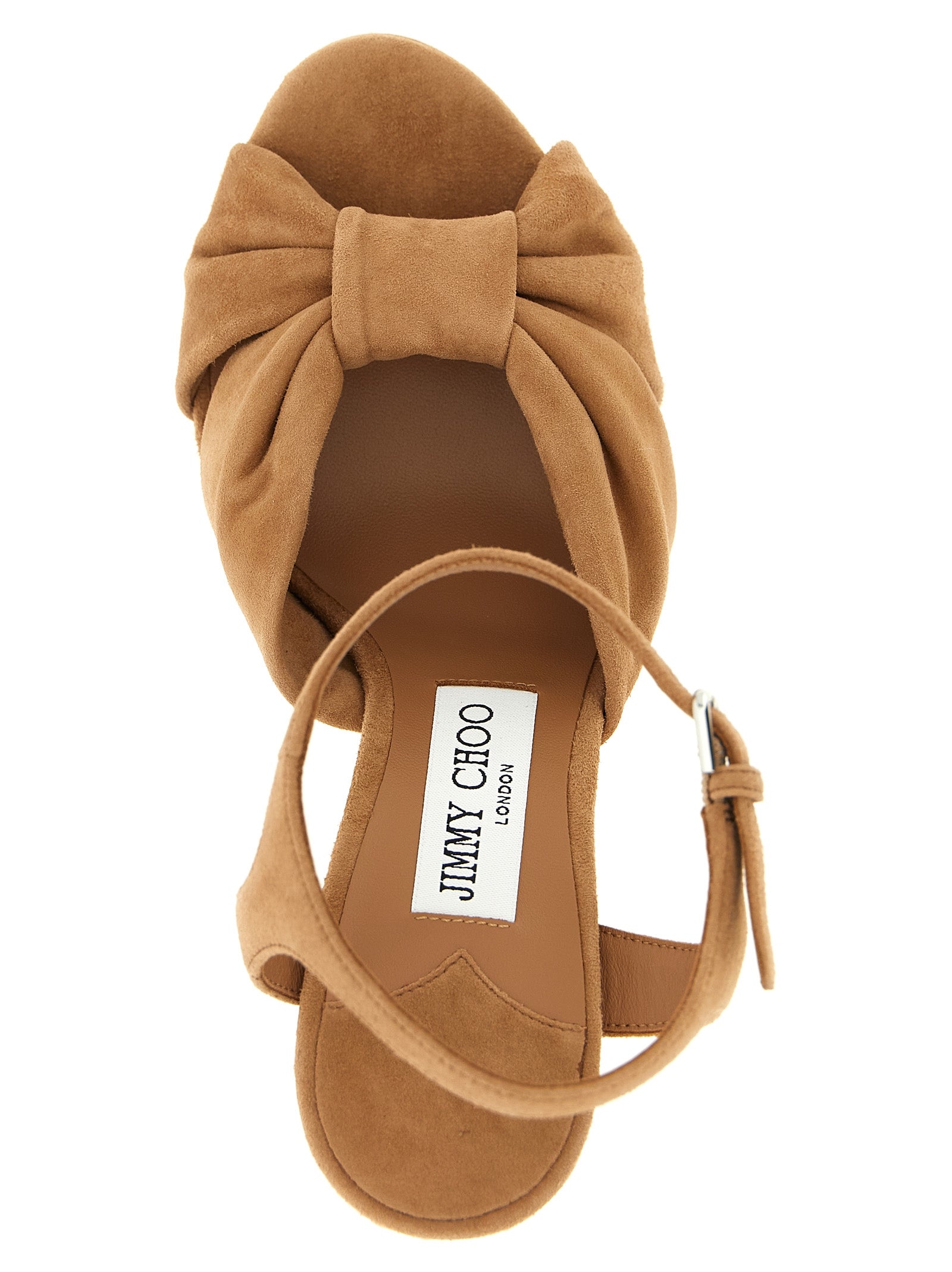 Brown Leather Stiletto Heel Sandals