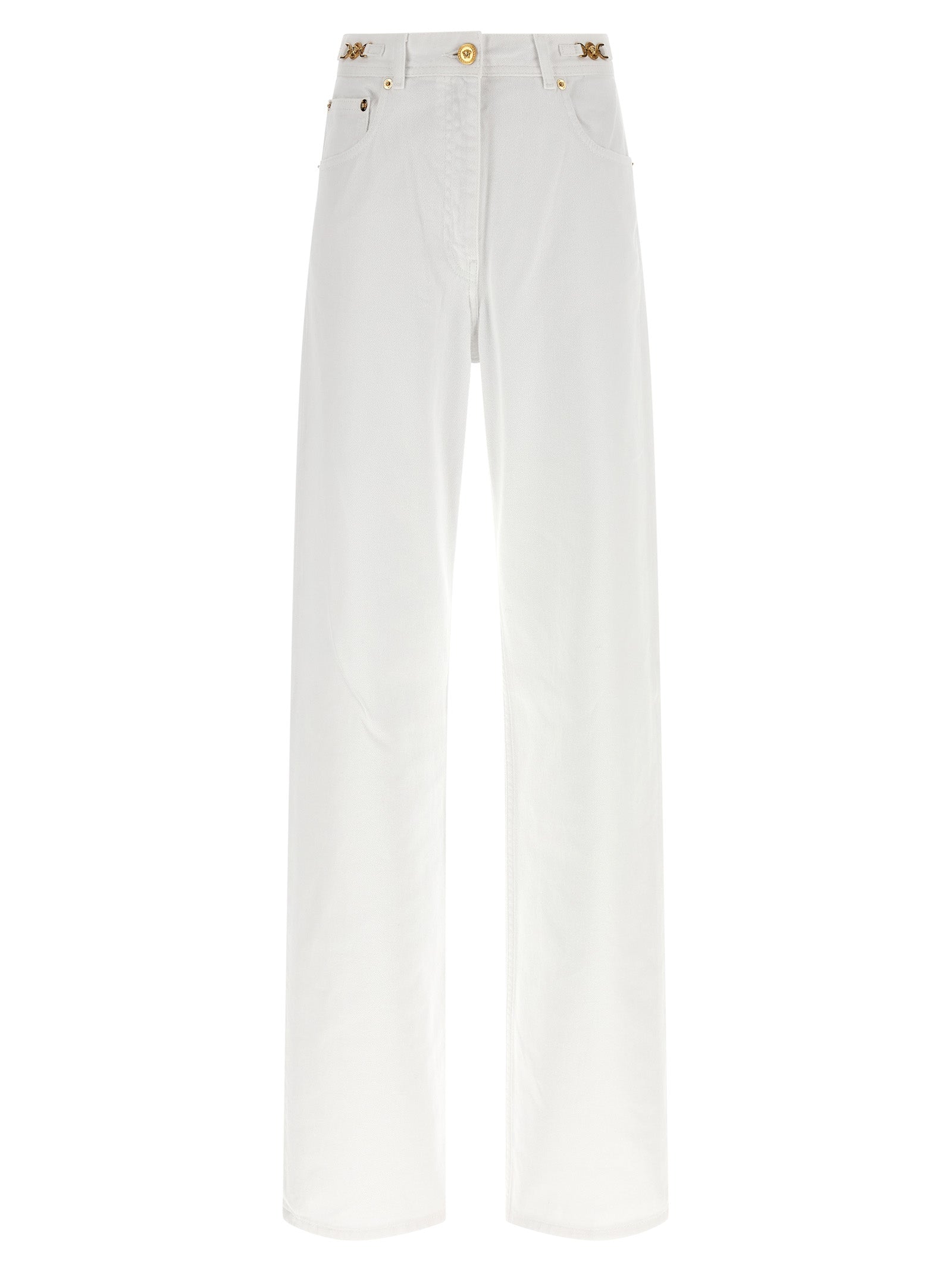 White Cotton Straight-Leg Jeans