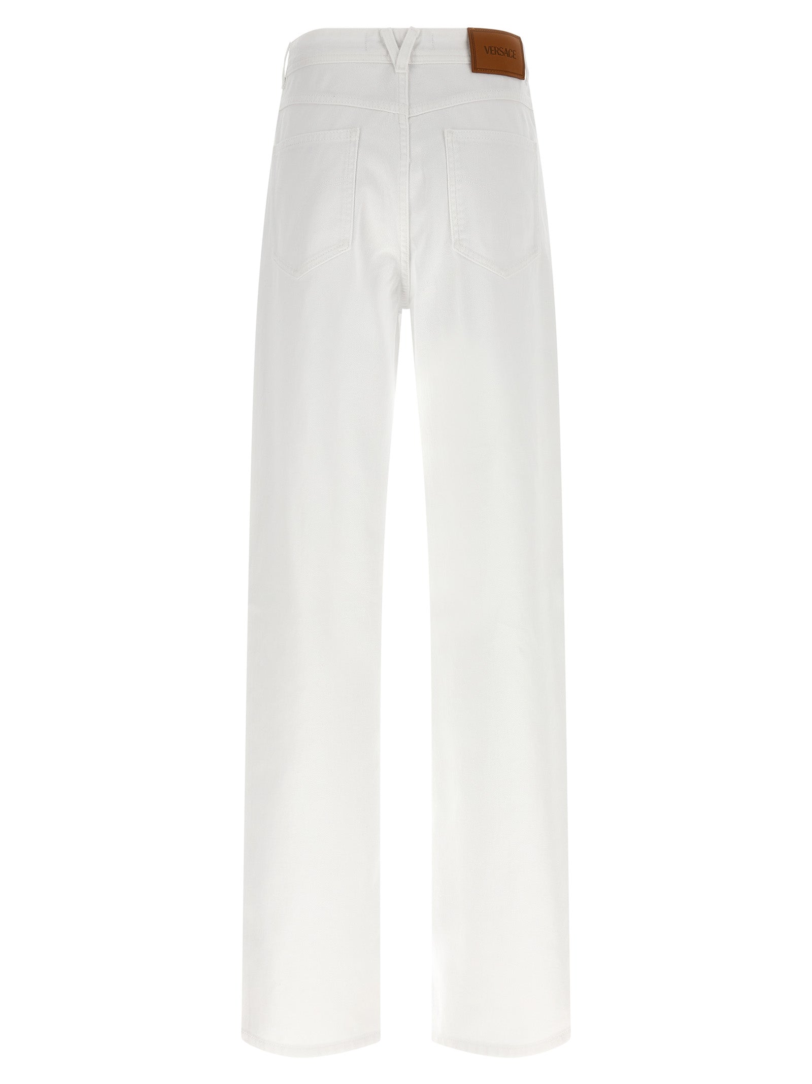 White Cotton Straight-Leg Jeans