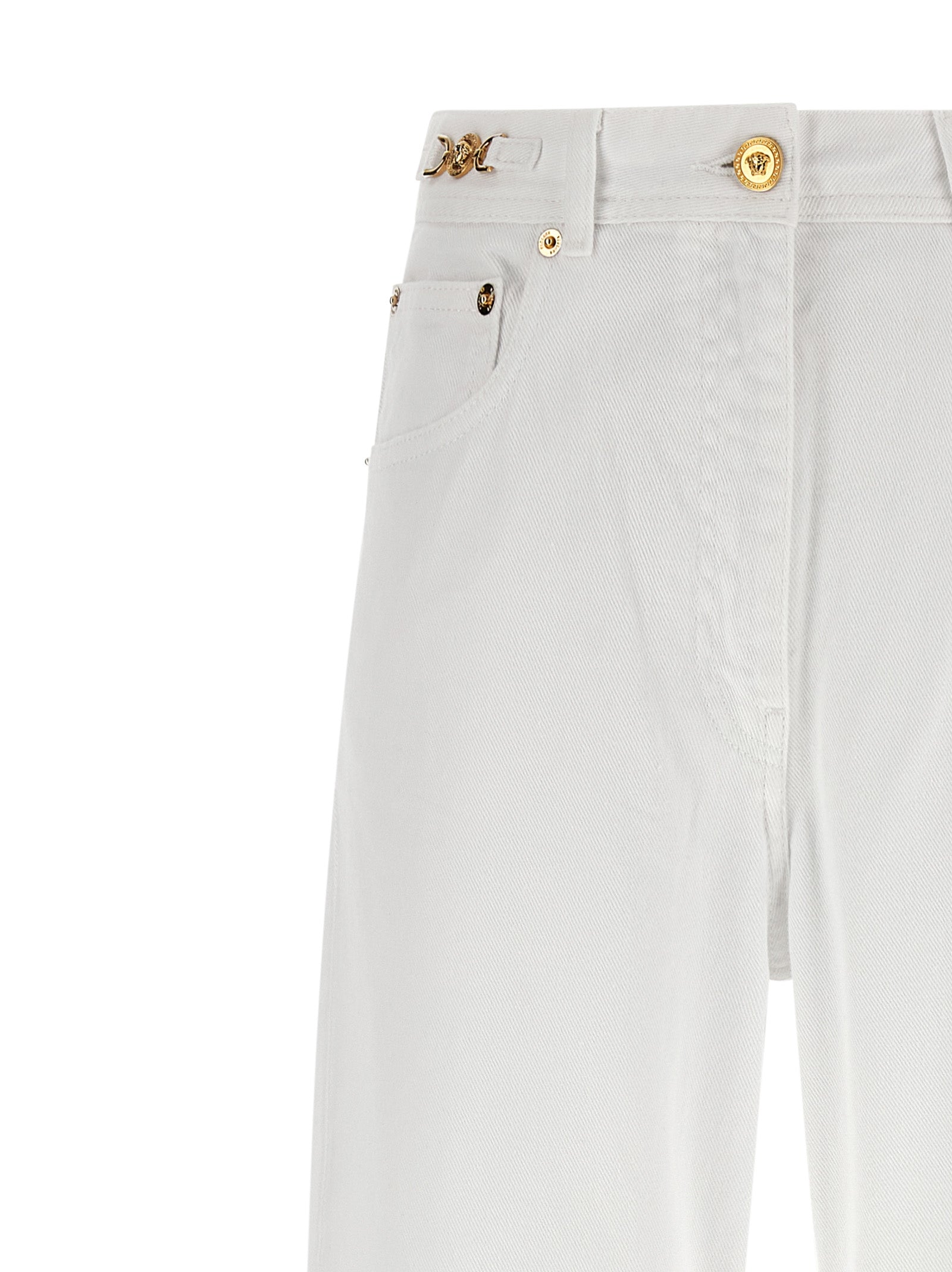 White Cotton Straight-Leg Jeans