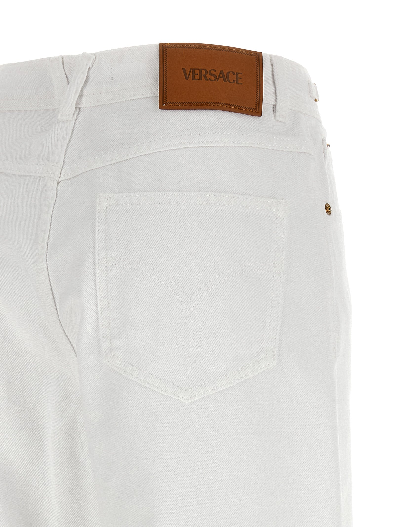 White Cotton Straight-Leg Jeans