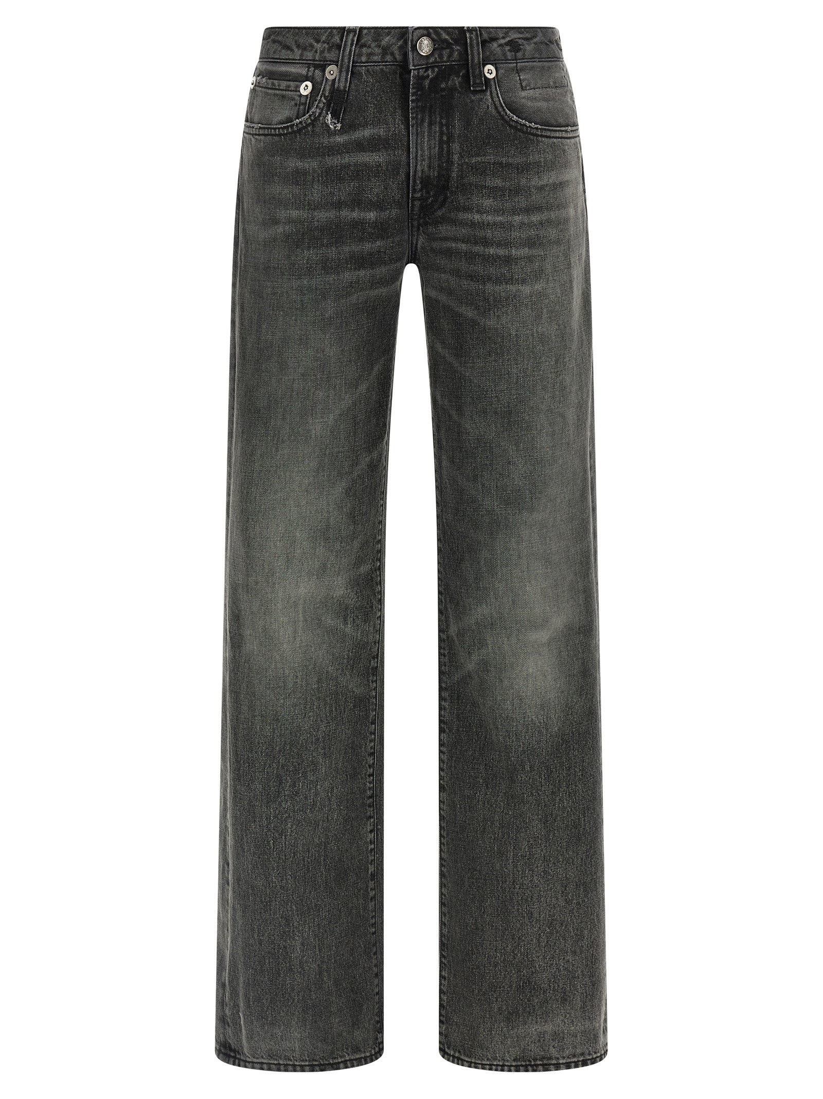 Gray Cotton Straight-Leg Jeans