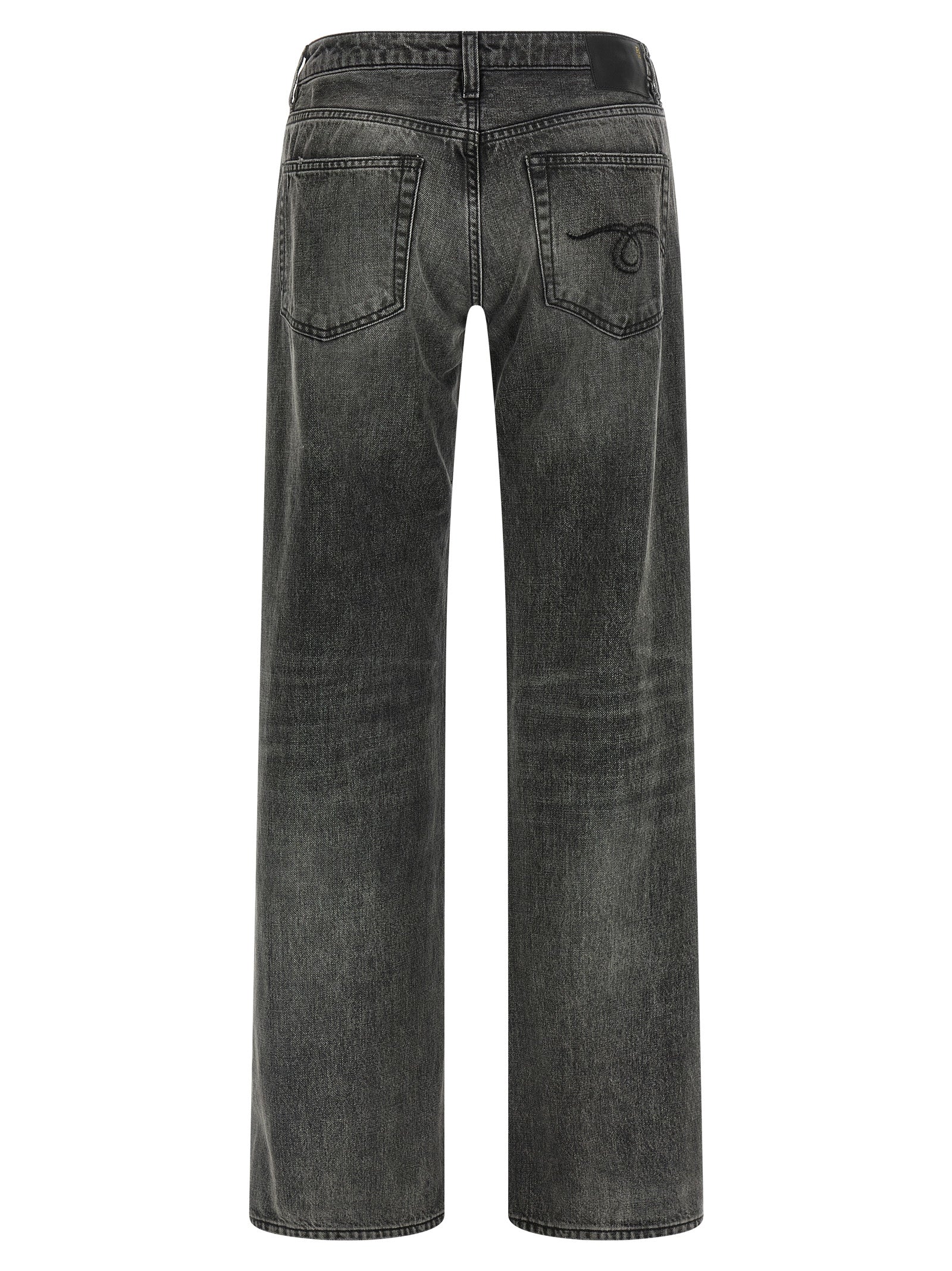 Gray Cotton Straight-Leg Jeans
