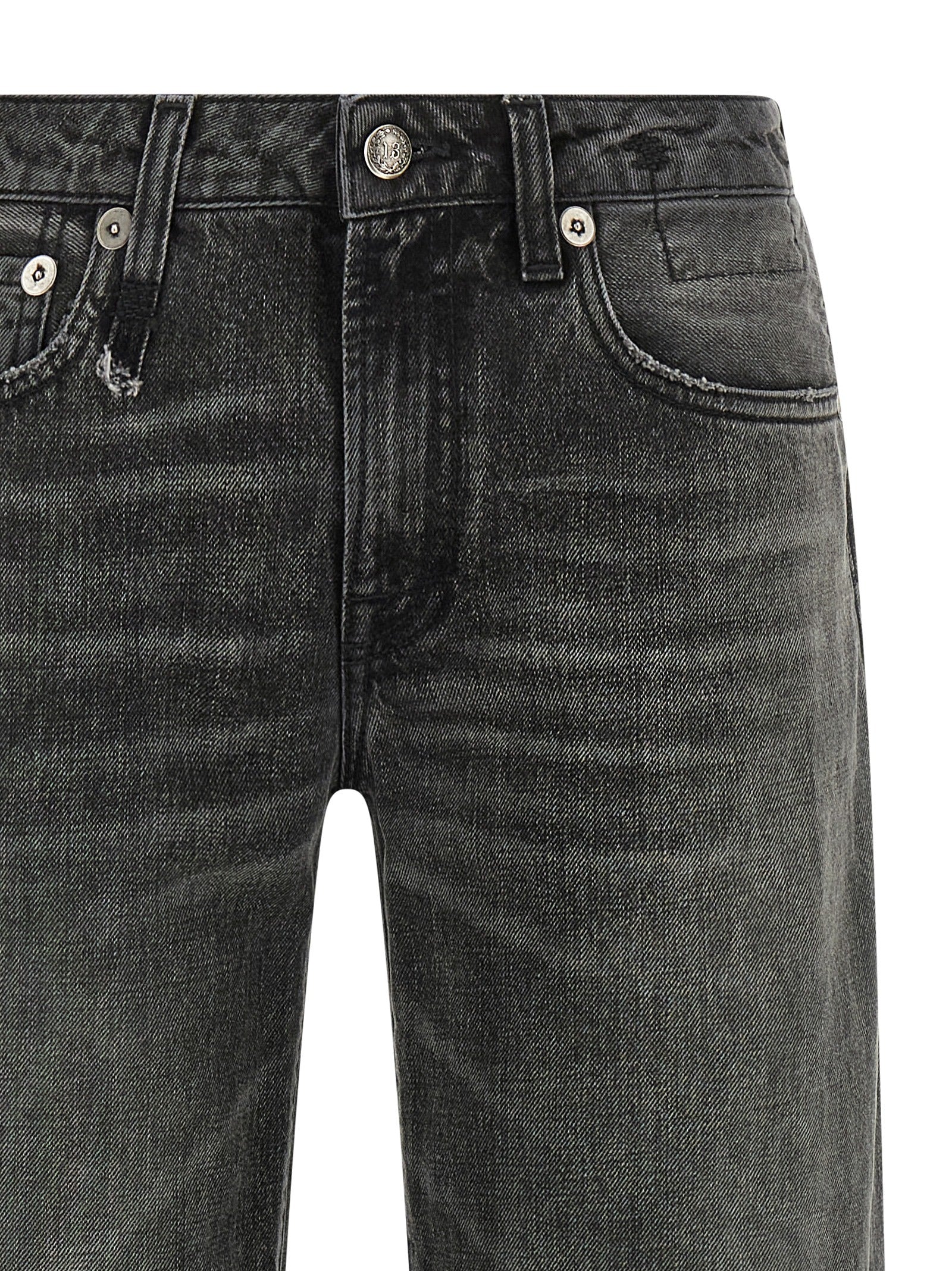 Gray Cotton Straight-Leg Jeans