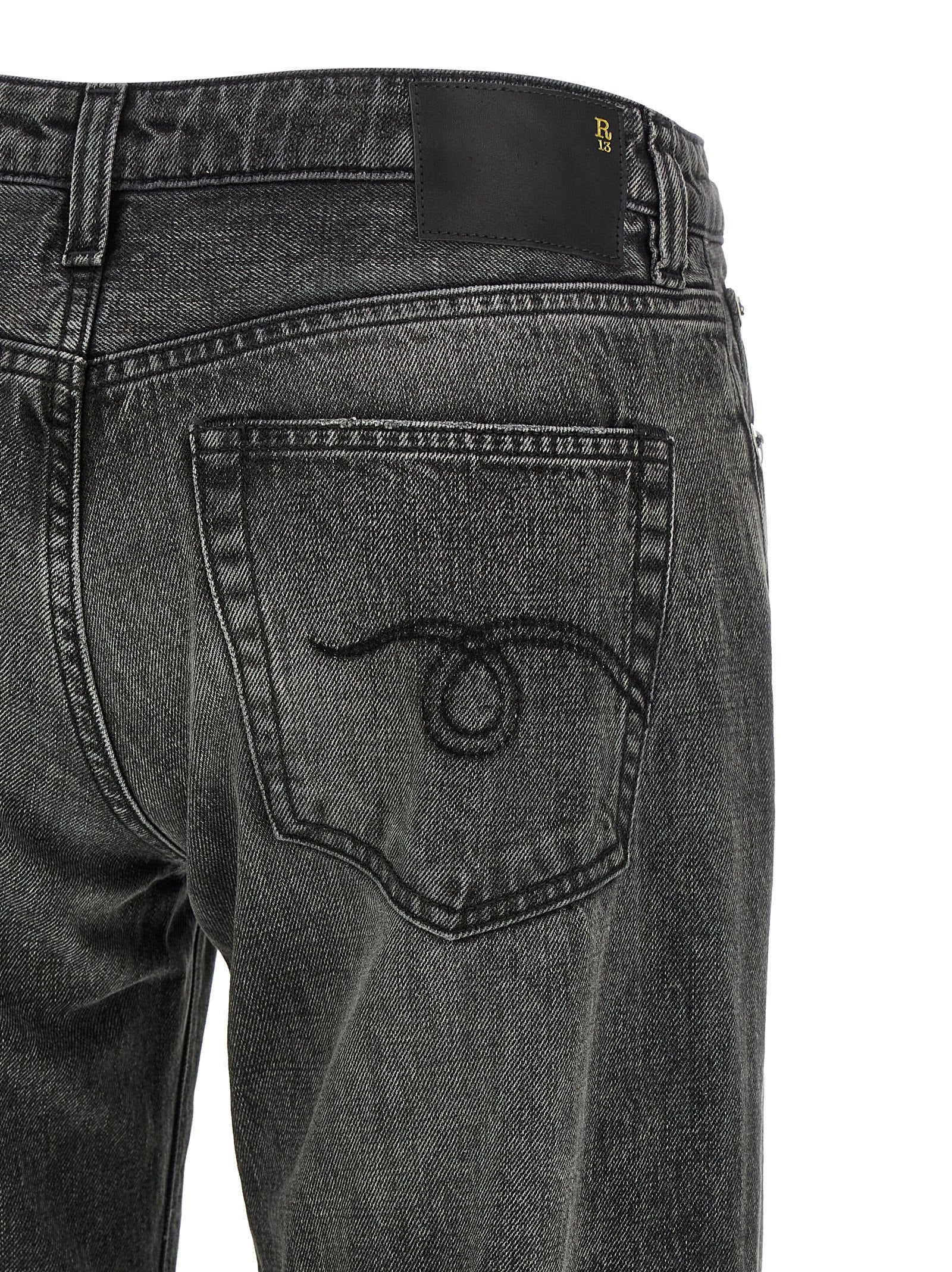 Gray Cotton Straight-Leg Jeans
